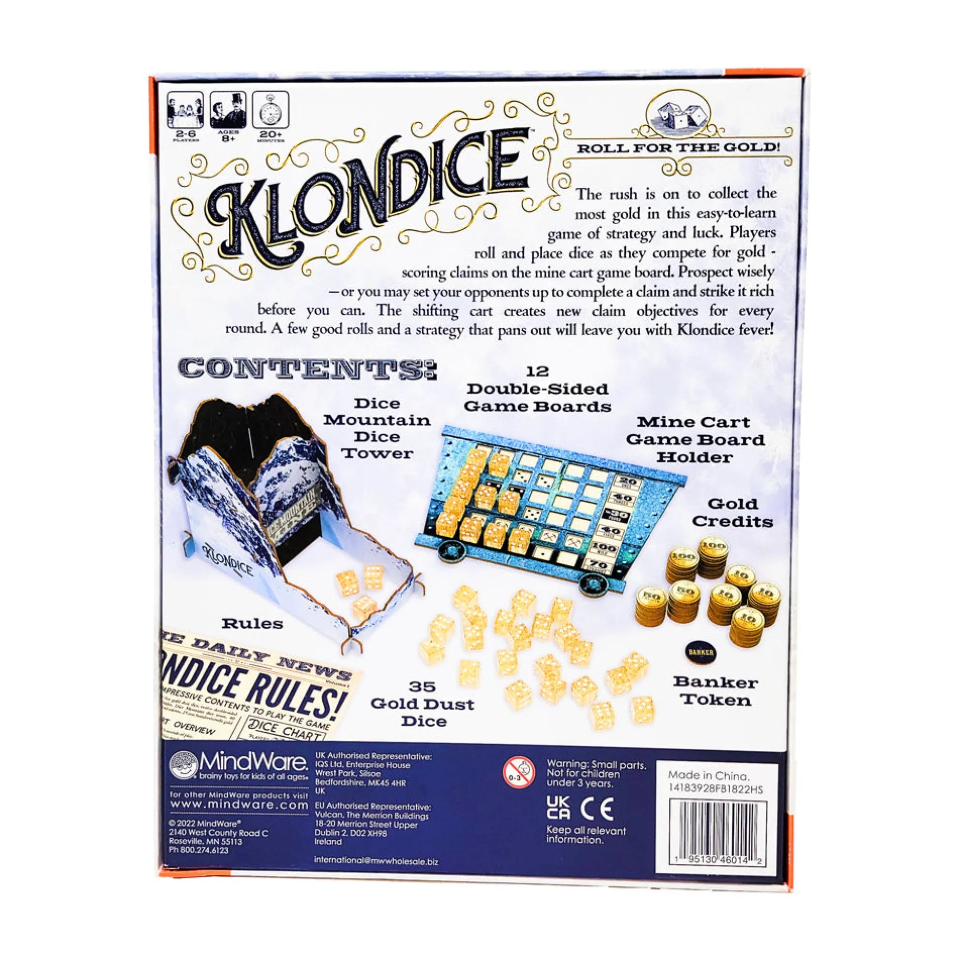 AreYouGame Klondice Roll for the Gold! Strategic Family Dice Game* Dice, Roll & Write Games
