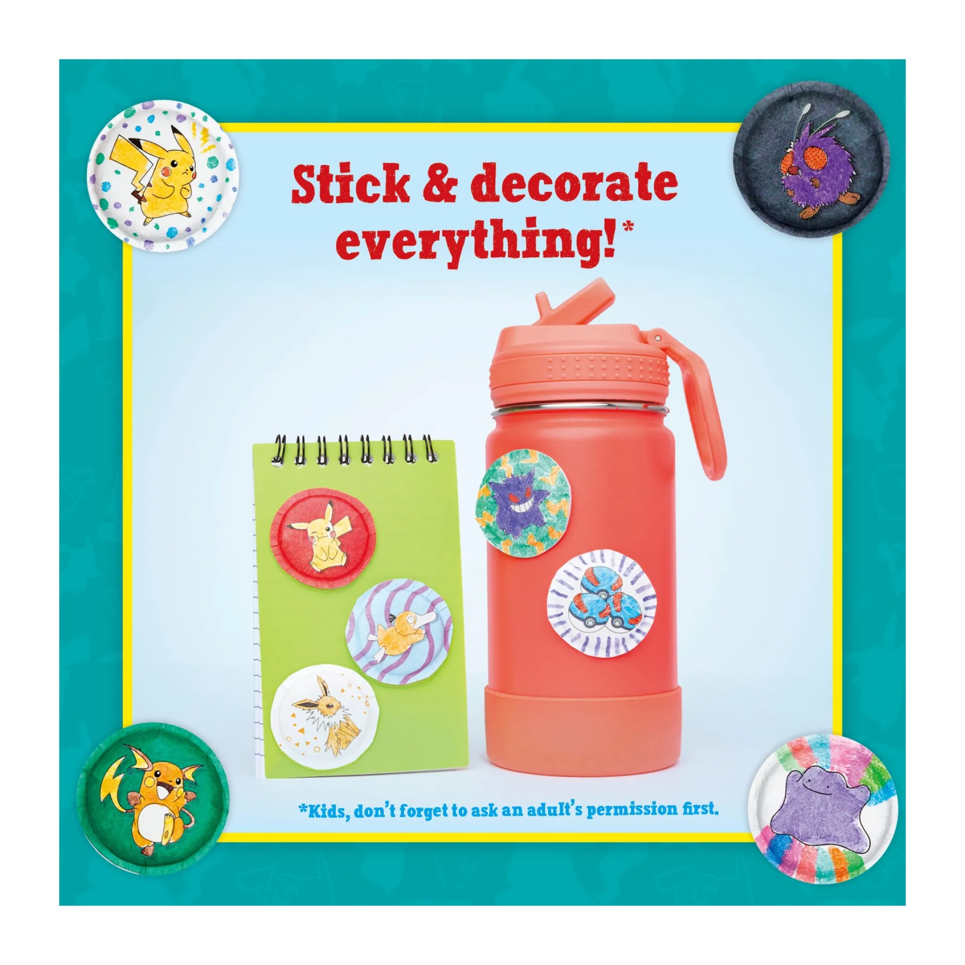 AreYouGame Klutz Pokemon Series Color-In 3D Puffy Sticker Maker Kit* Crafts & Activities|Pokemon