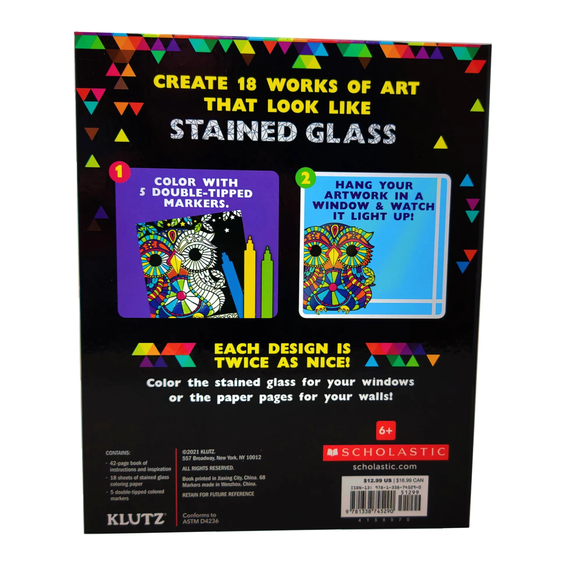 AreYouGame Klutz Stained Glass Art Craft Kit - Dual Design Paper* Drawing, Color & Painting