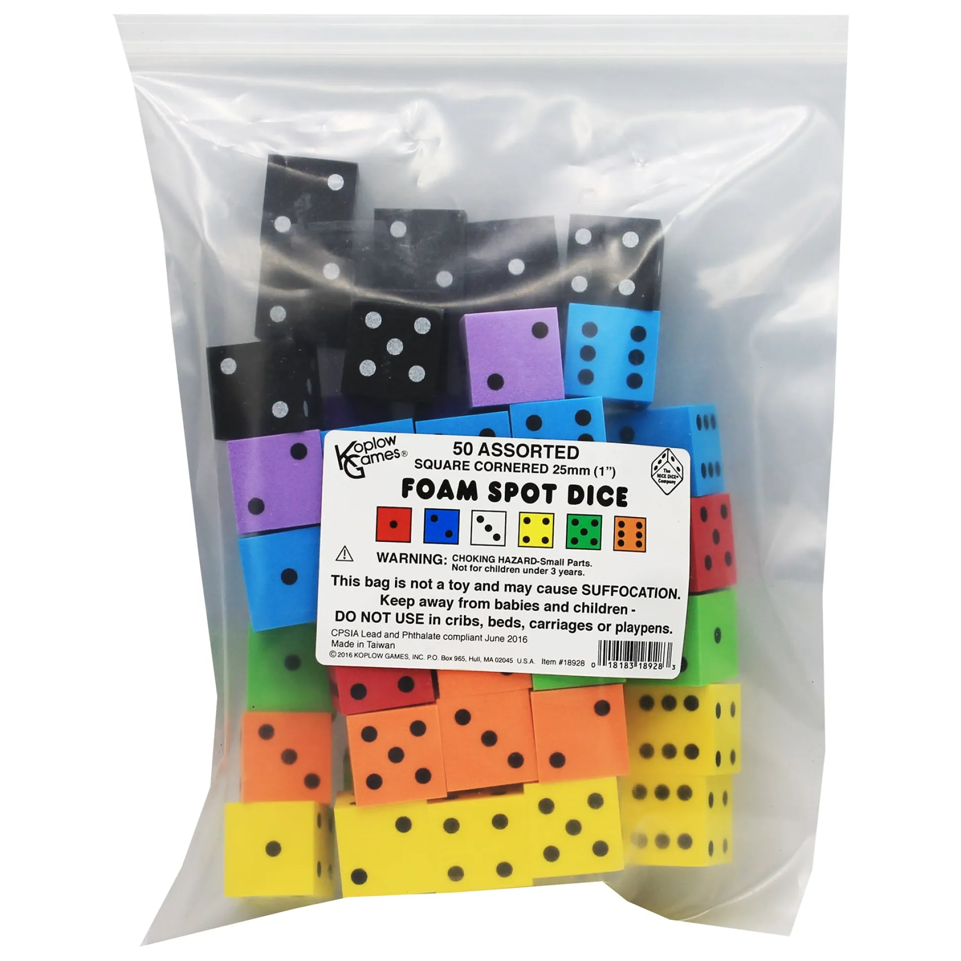 Educators Resource Koplow Games Colorful Foam Spot Dice Set, 50 Pieces* Preschool Education Toys & Activities