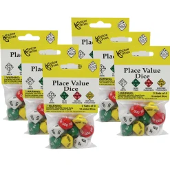 Educators Resource Koplow Games Educational Place Value Dice - Colorful Assortment - Set of 48* Math Toys|Math, Counting & Time