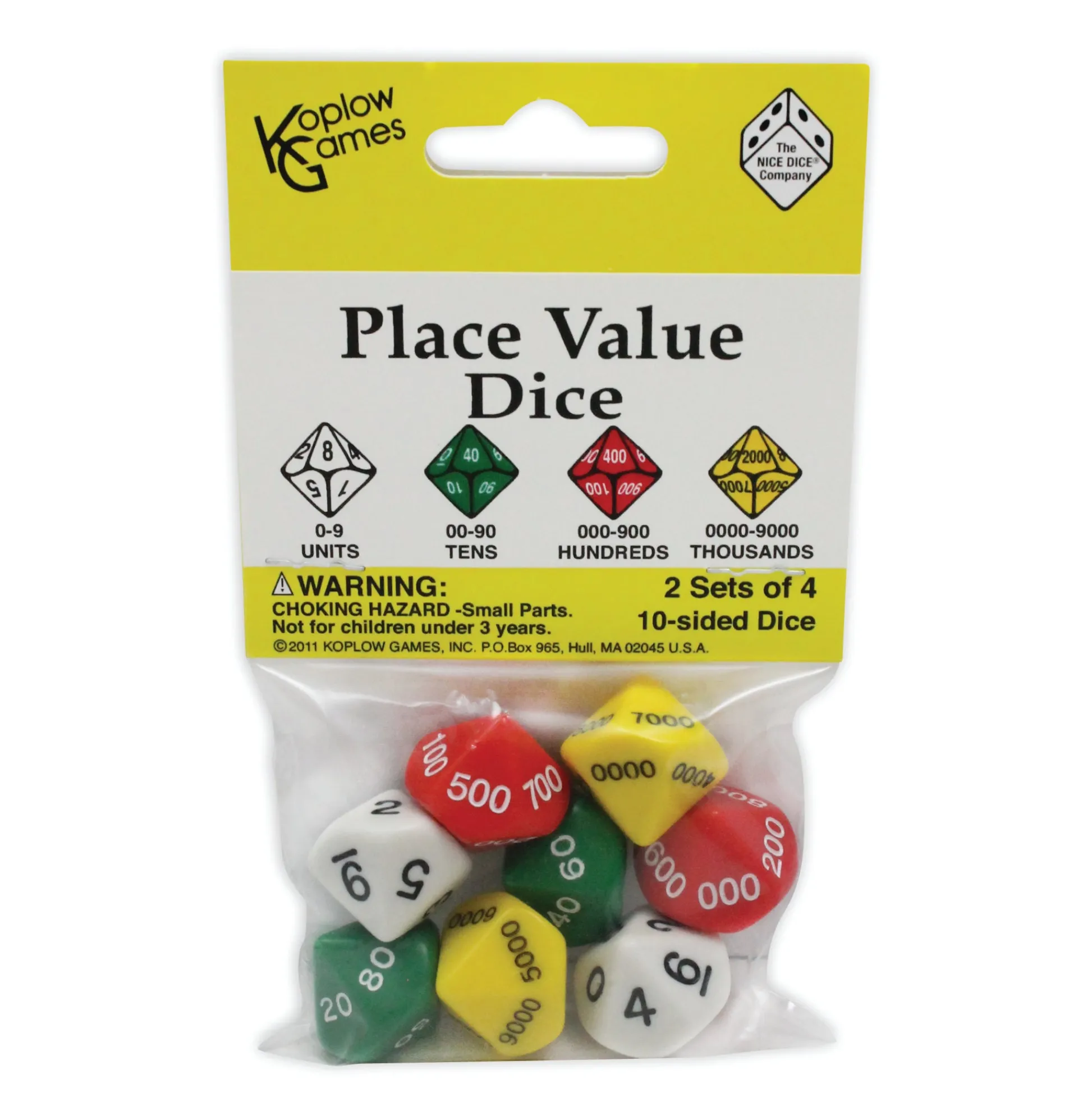 Educators Resource Koplow Games Educational Place Value Dice - Colorful Assortment - Set of 48* Math Toys|Math, Counting & Time