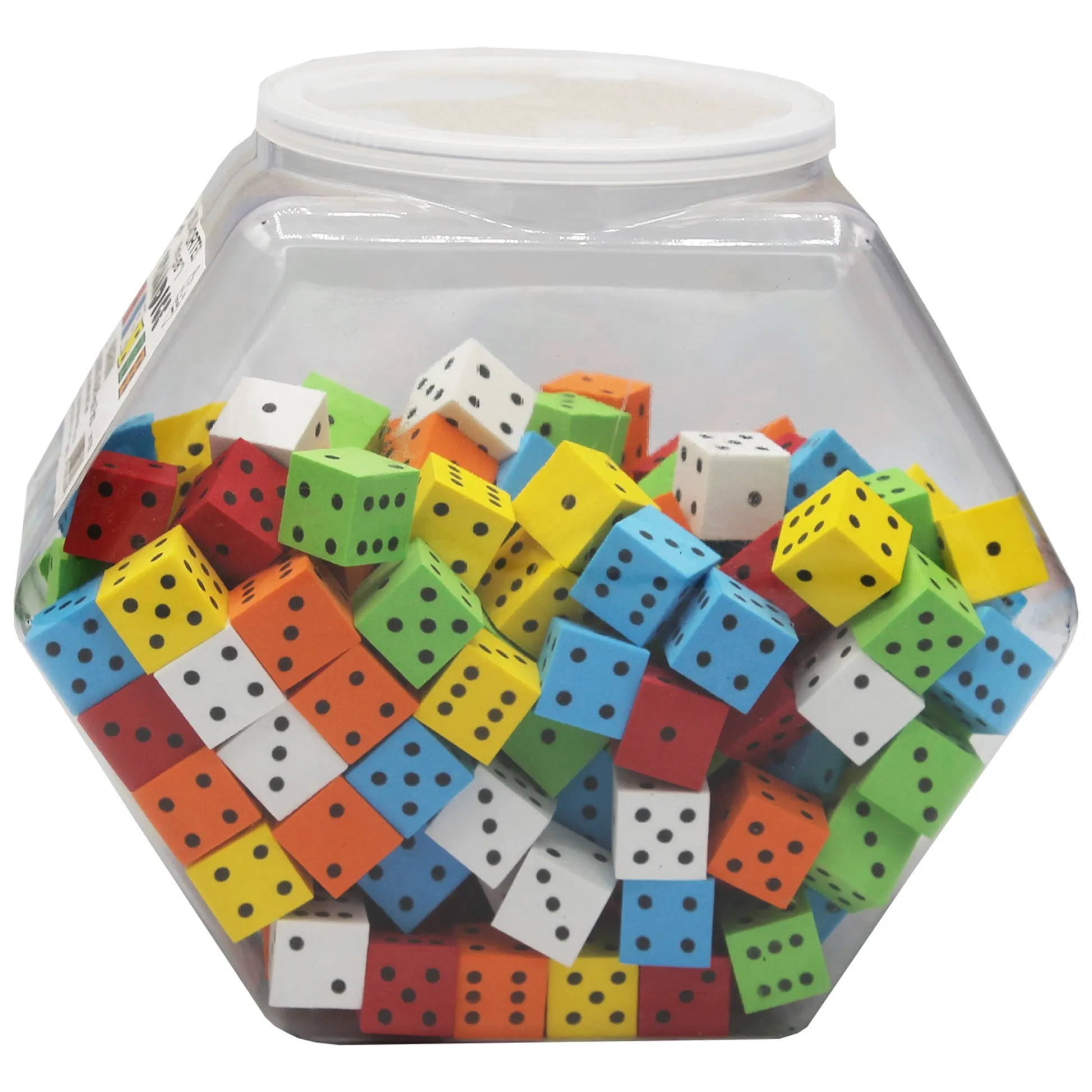 Educators Resource Koplow Games Jubilant Jumbo Foam Dice Set, 16mm, Variety Colors, Tub of 200* Dice, Roll & Write Games