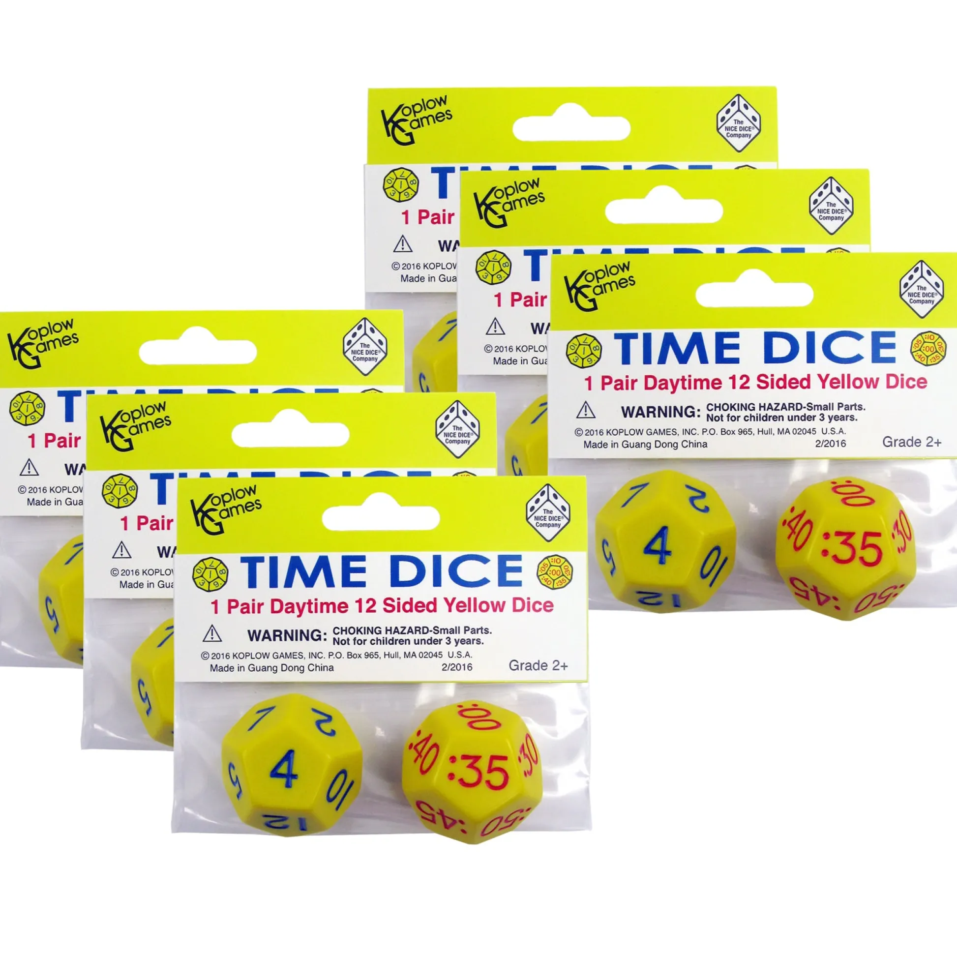 Educators Resource Koplow Games Time Dice Jumbo Duo Pack, 6 Sets* Math Toys|Math, Counting & Time