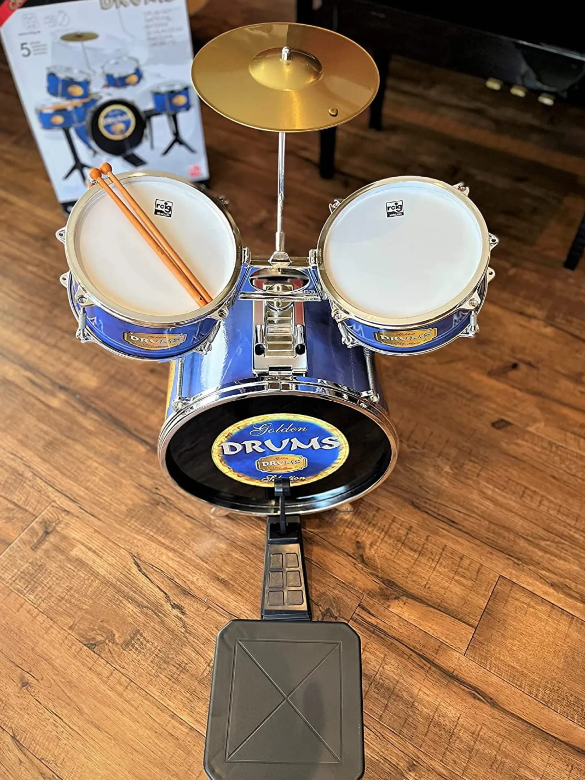 The Distribution Solutions KsmToys Kids' Complete Metal Drum Set - Includes Stool and Drumsticks* Musical & Sound Toys|Musical Toys & Instruments