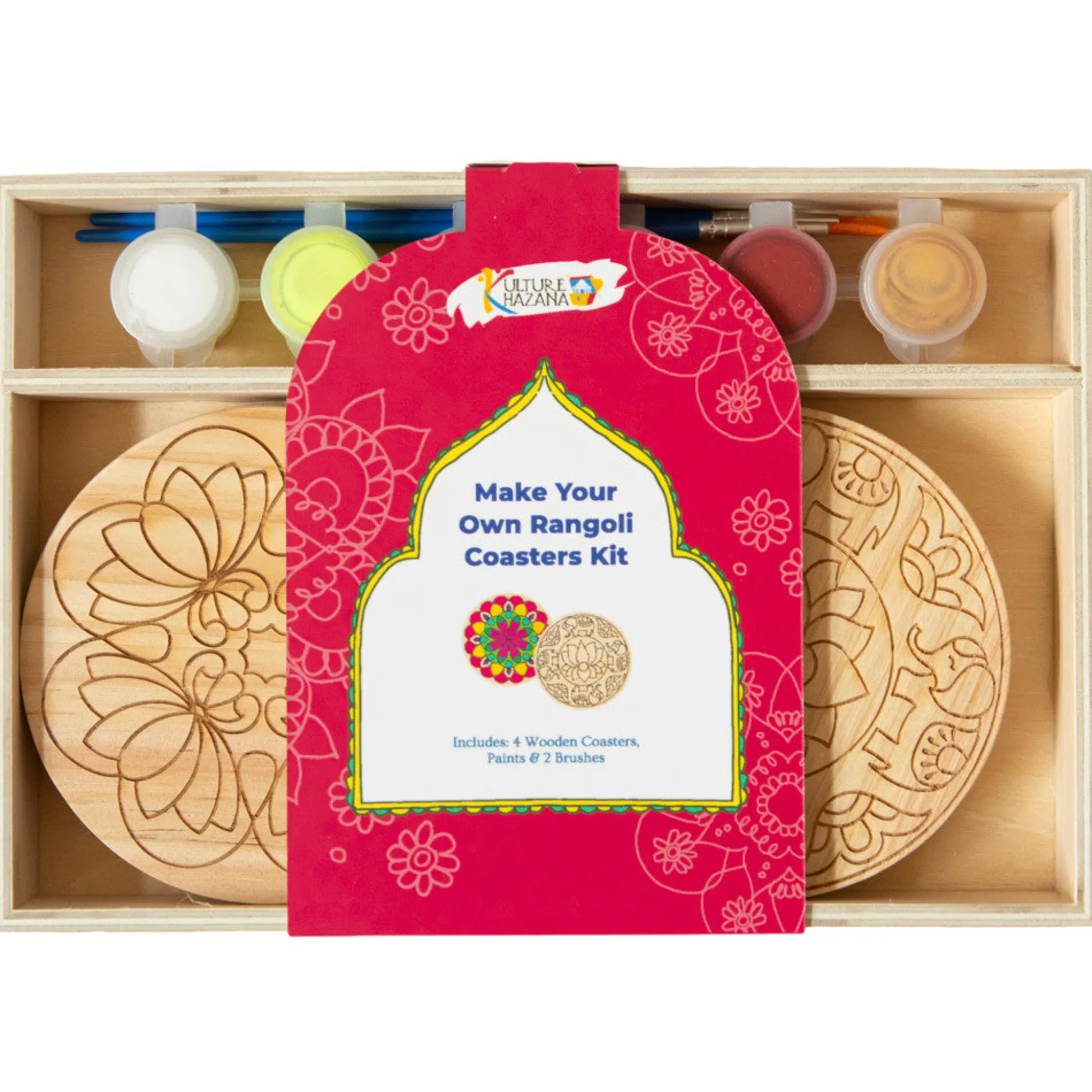 Flat River Group Kulture Khazana DIY Rangoli Coaster Painting Kit - Cultural Art Set* Crafts & Activities