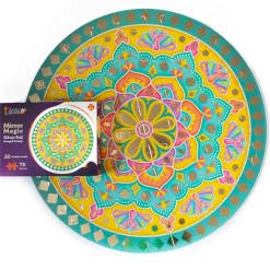 Flat River Group Kulture Khazana Mirror Magic Silver Foil Rangoli Floor Puzzle - 75pc* Puzzles