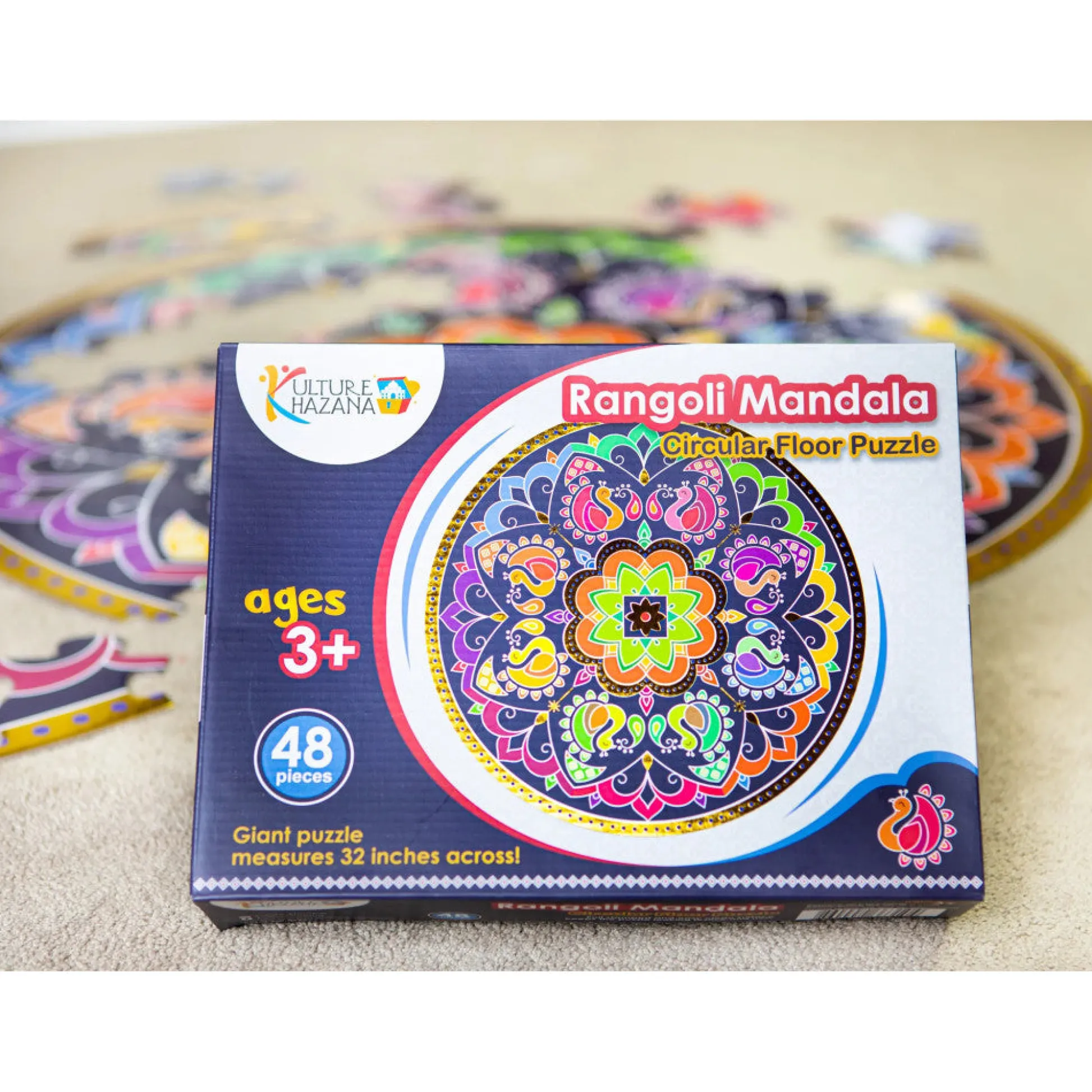 Flat River Group Kulture Khazana Rangoli Mandala 48-Piece Floor Puzzle* Puzzles