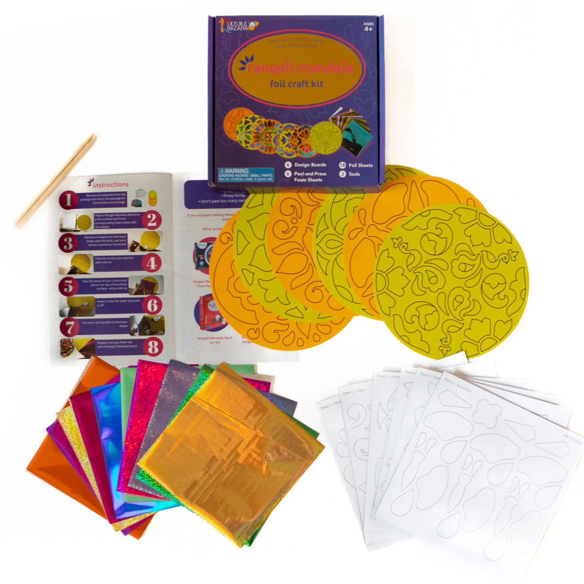 Flat River Group Kulture Khazana Rangoli Mandala Foil Craft Kit - DIY Shiny Designs, Ages 4+* Crafts & Activities
