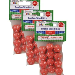 Educators Resource Learning Advantage Colorful 12-Sided Polyhedral Dice Set of 36* Dice, Roll & Write Games