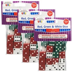 Educators Resource Learning Advantage Colorful Dot Dice Set - Red/Green/White - 108 Dice* Dice, Roll & Write Games