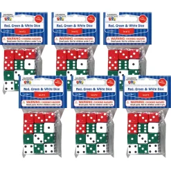 Educators Resource Learning Advantage Colorful Dot Dice Set - Red, Green, White - 72 Count* Dice, Roll & Write Games