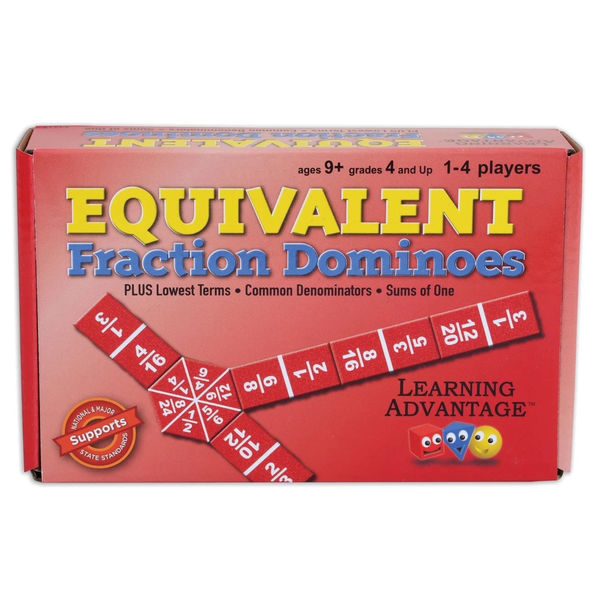 Educators Resource Learning Advantage Equivalent Fraction Dominoes - Math Learning Game - Pack of 2* Dominoes & Tiles Games