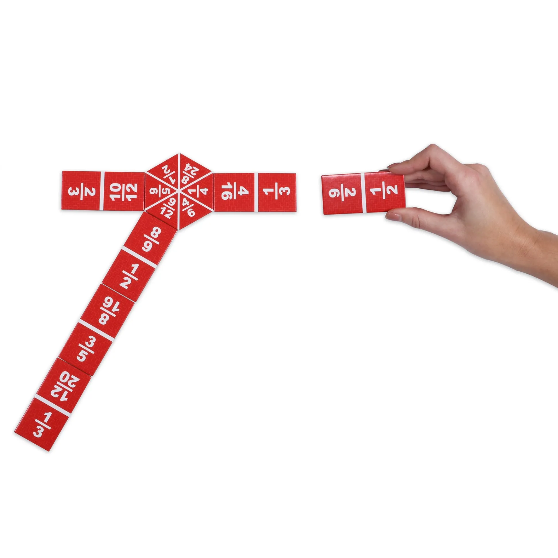 Educators Resource Learning Advantage Equivalent Fraction Dominoes - Math Learning Game - Pack of 2* Dominoes & Tiles Games