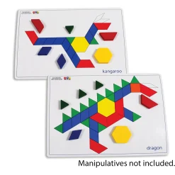 Educators Resource Learning Advantage Geometric Pattern Block Cards - 20 Double-Sided Activity Cards* Math Toys|Math, Counting & Time