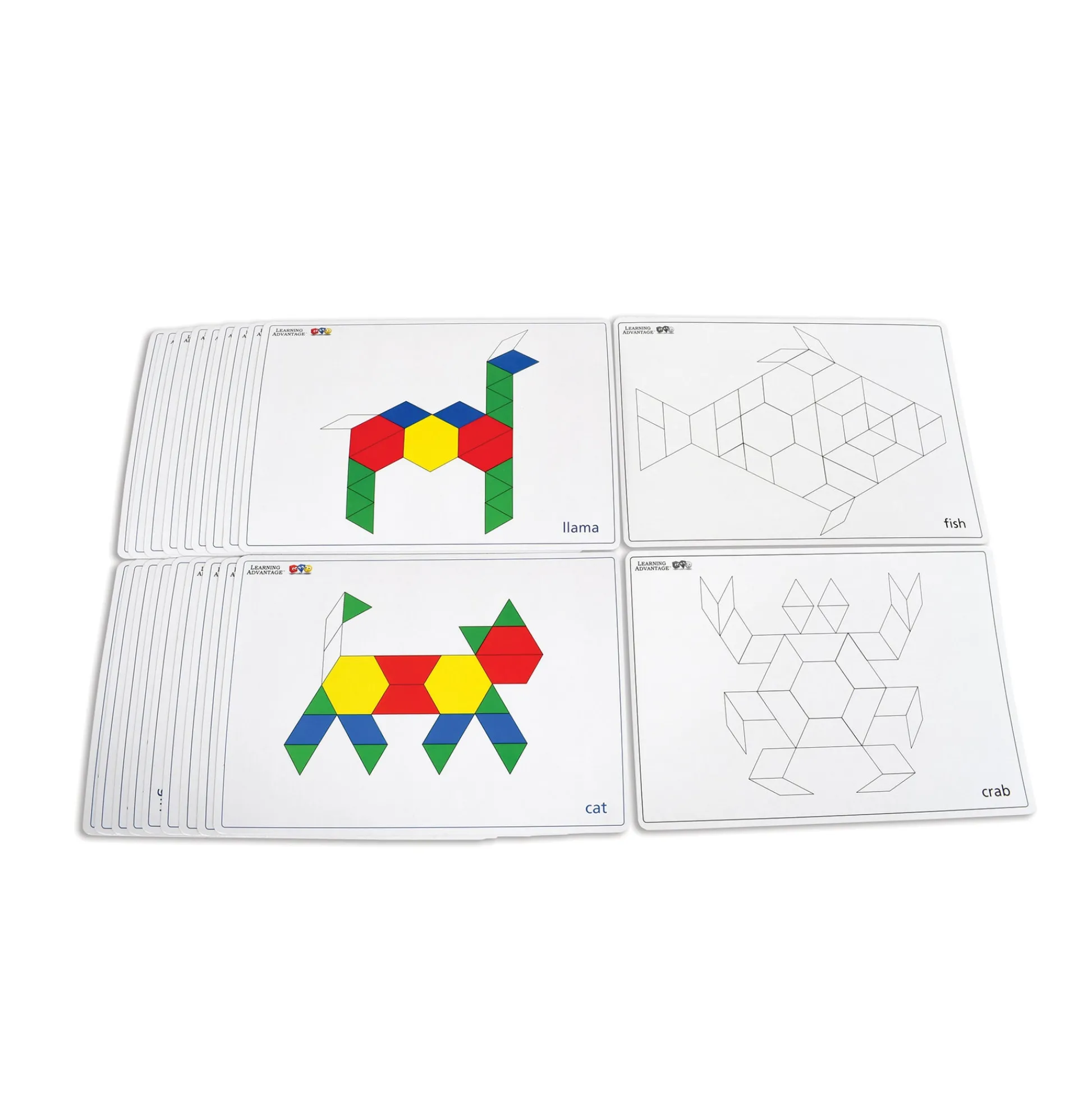 Educators Resource Learning Advantage Geometric Pattern Block Cards - 20 Double-Sided Activity Cards* Math Toys|Math, Counting & Time