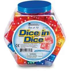 Educators Resource Learning Resources Dice in Dice Bucket - Colorful Math Learning Set - Pack of 72* Math Toys|Math, Counting & Time
