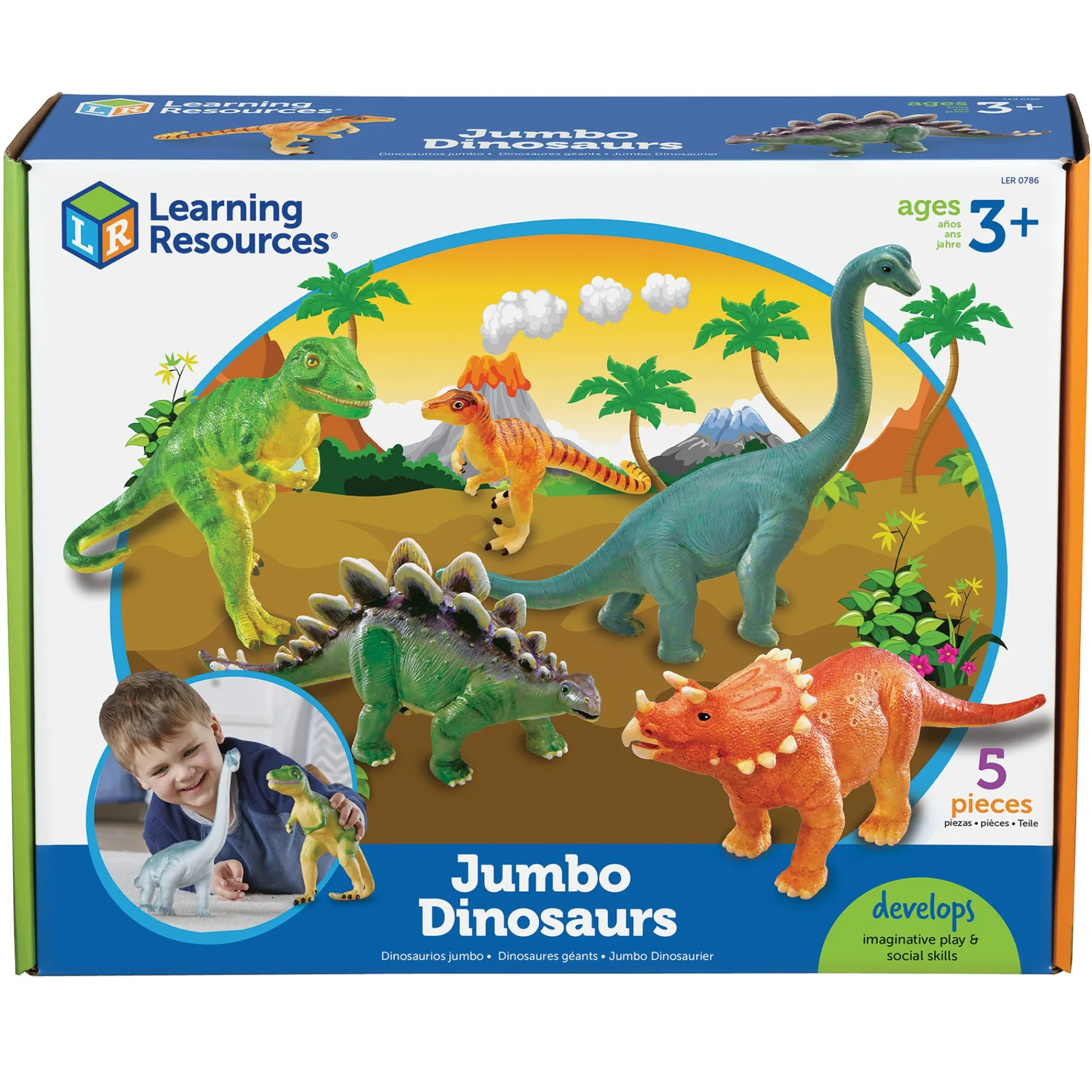 Educators Resource Learning Resources Jumbo Dinosaurs – Prehistoric Play Set of 5* Preschool Education Toys & Activities|Preschool Figures & Playsets
