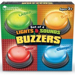 Educators Resource Learning Resources Lights and Sounds Answer Buzzers - Interactive Set of 4* Preschool Education Toys & Activities