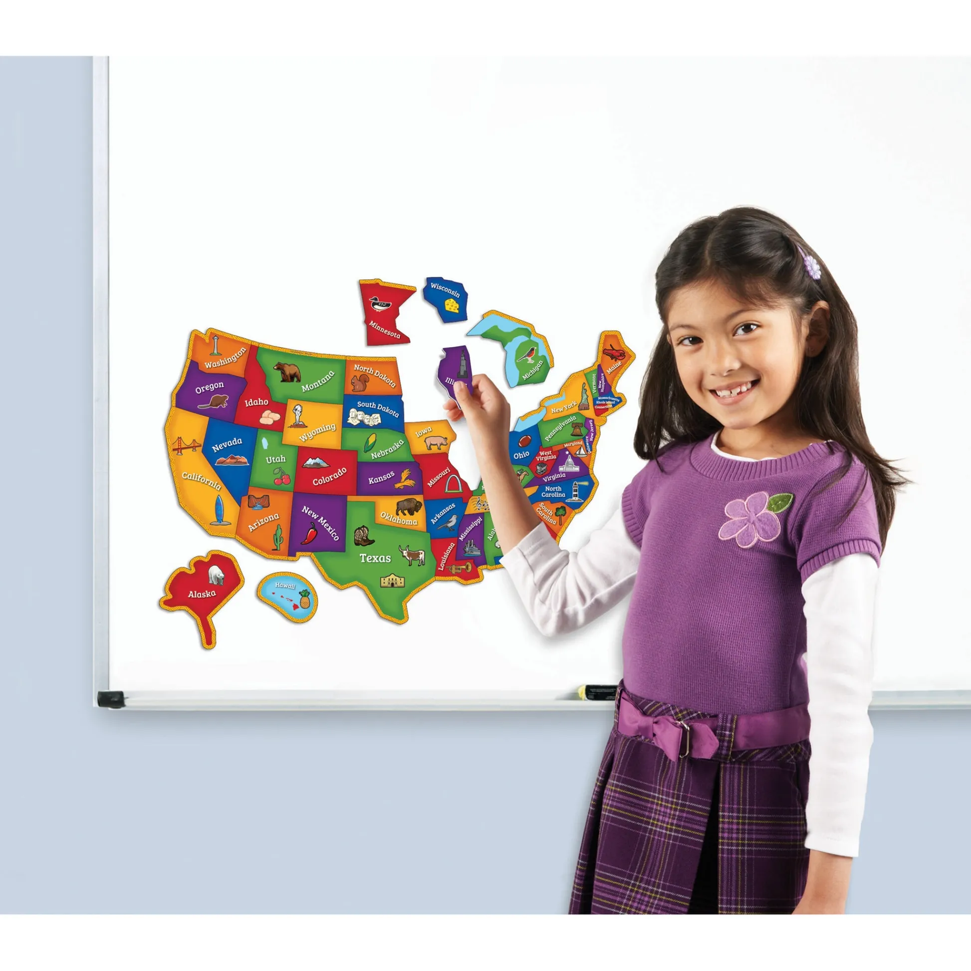 Educators Resource Learning Resources Magnetic U.S. Map Puzzle - Interactive Geography Fun* Puzzles