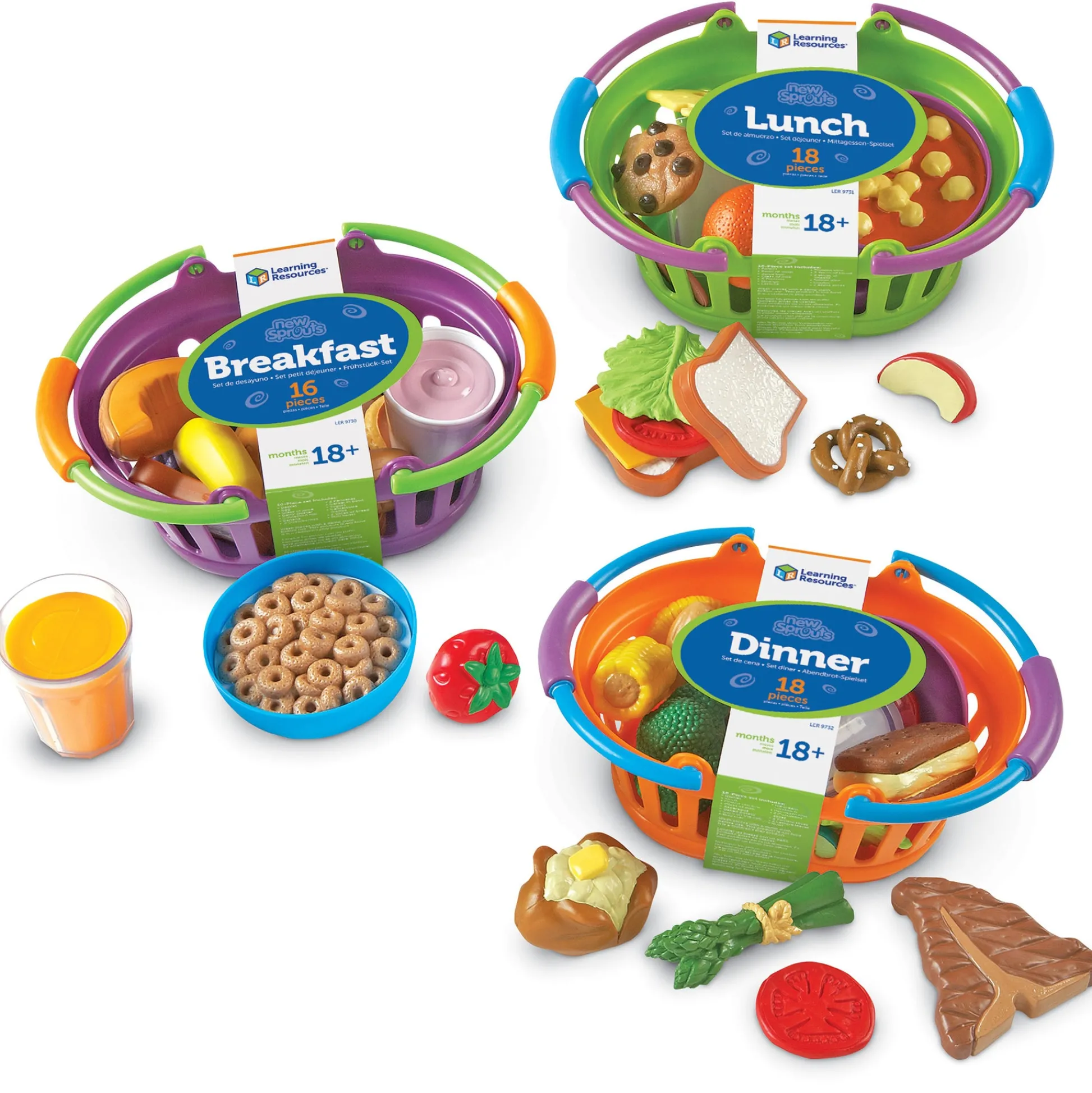 Educators Resource Learning Resources 50-Piece New Sprouts Meals Set - Durable Plastic* Kitchens & Play Food|Dress Up