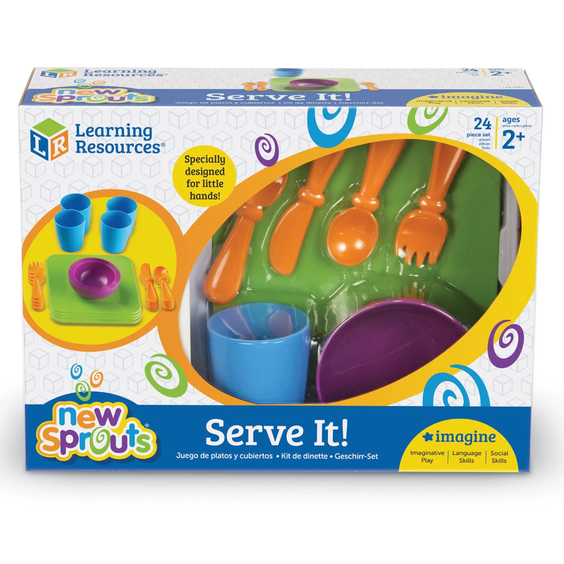 Educators Resource Learning Resources 24-Piece New Sprouts Serve it! Dish Set* Kitchens & Play Food|Dress Up