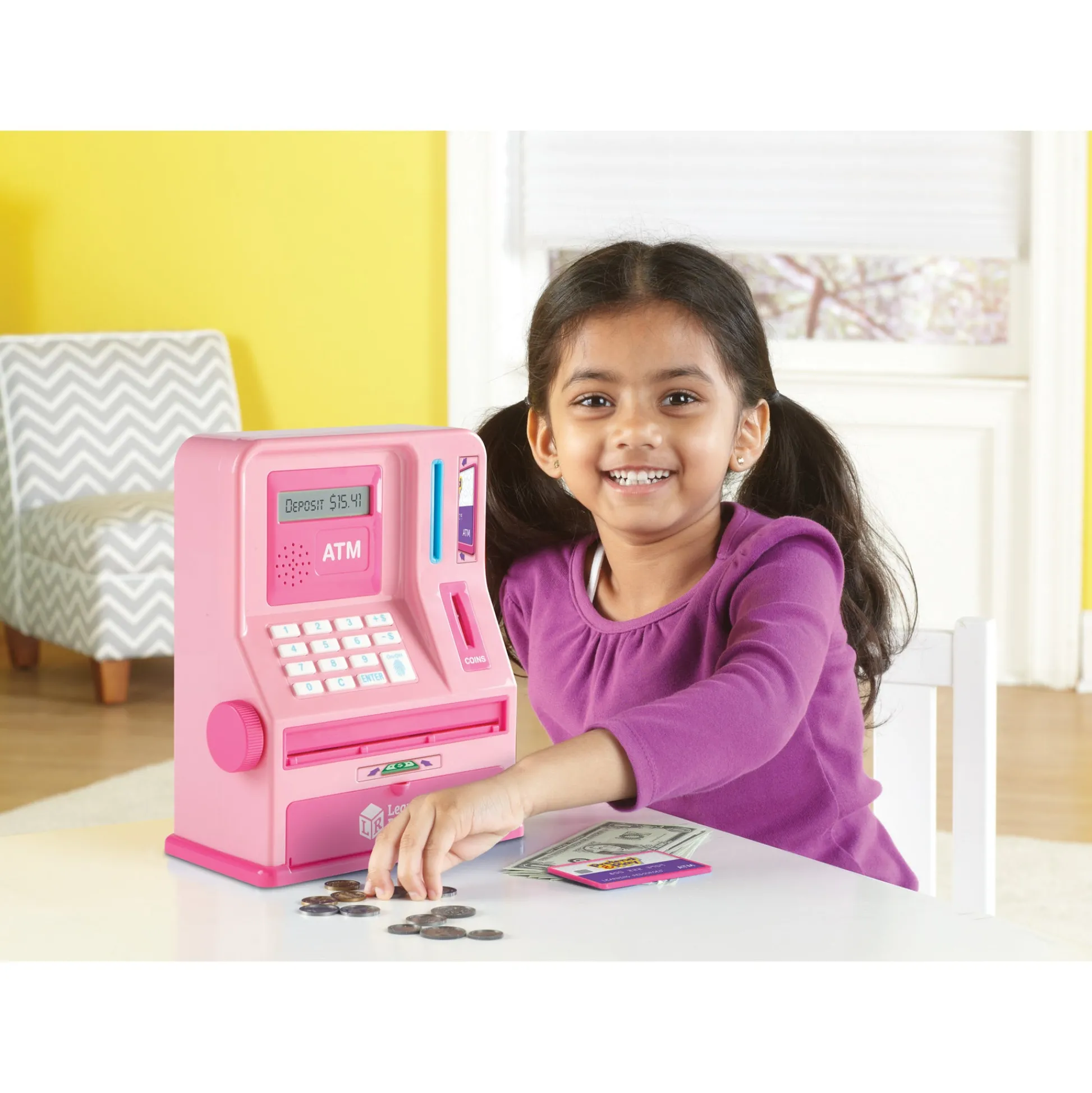 Educators Resource Learning Resources Pretend and Play Teaching ATM Bank, Flamingo Pink* Preschool Education Toys & Activities