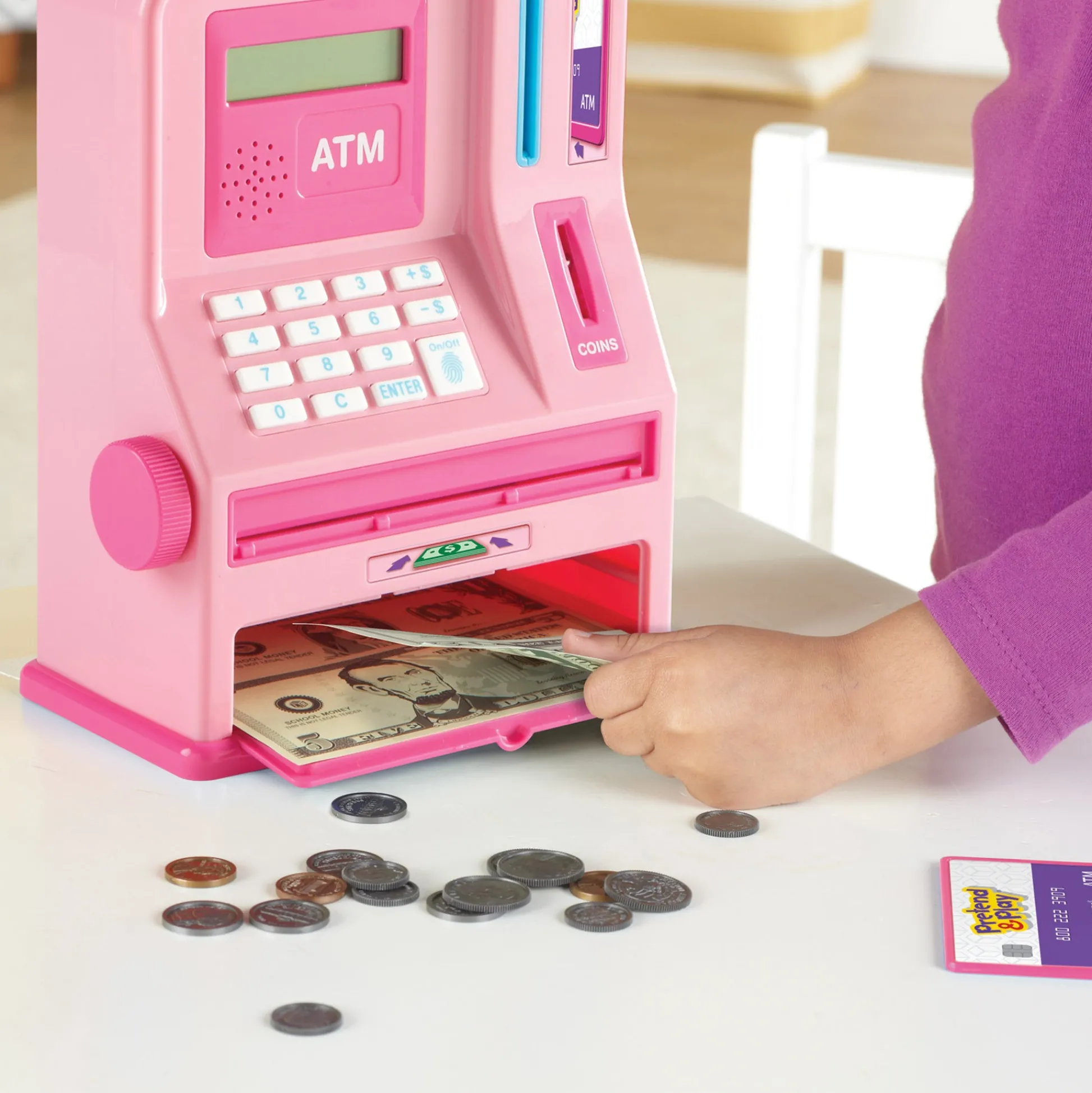 Educators Resource Learning Resources Pretend and Play Teaching ATM Bank, Flamingo Pink* Preschool Education Toys & Activities
