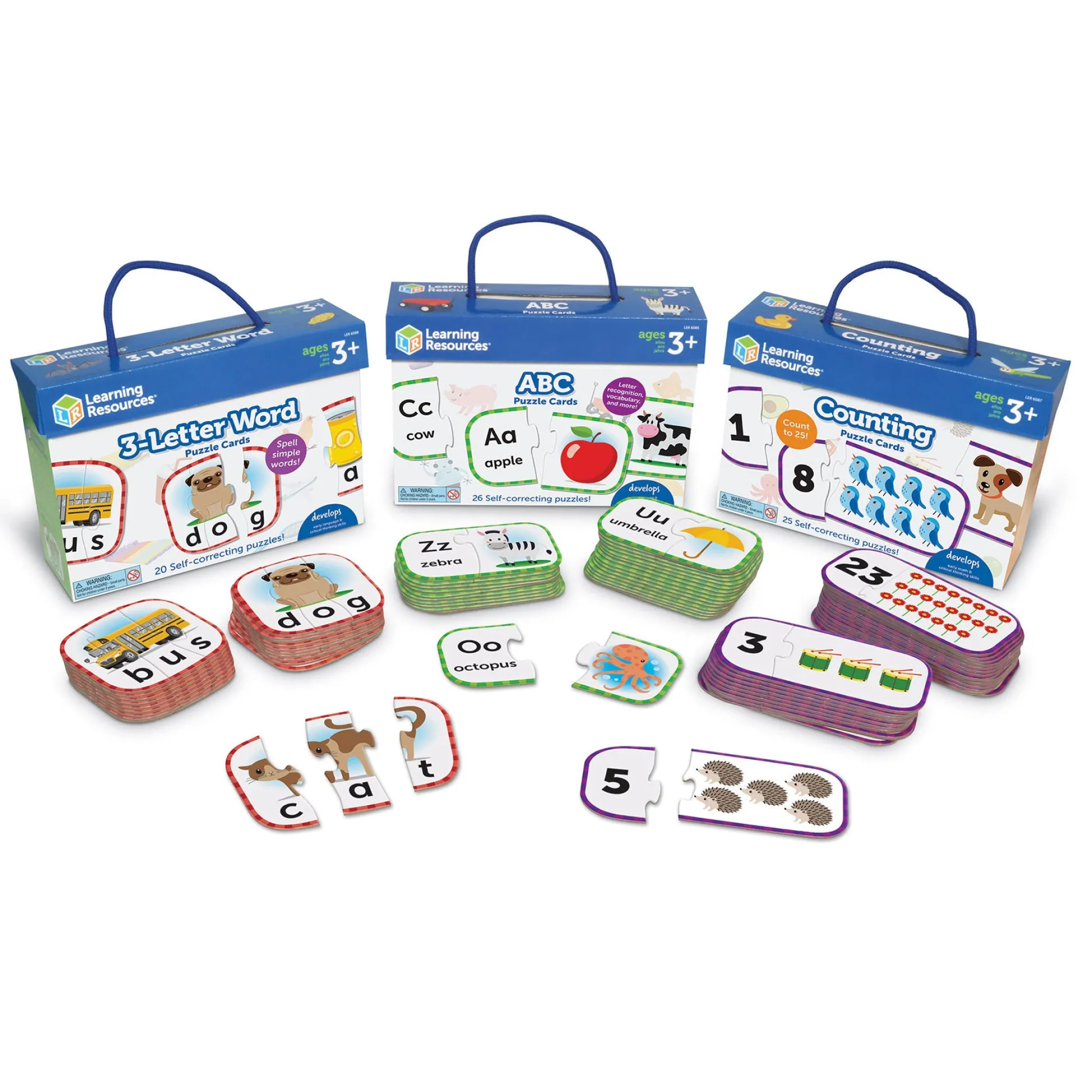 Educators Resource Learning Resources Puzzle Cards - Educational Set for Kids - 71 Pieces* Puzzles