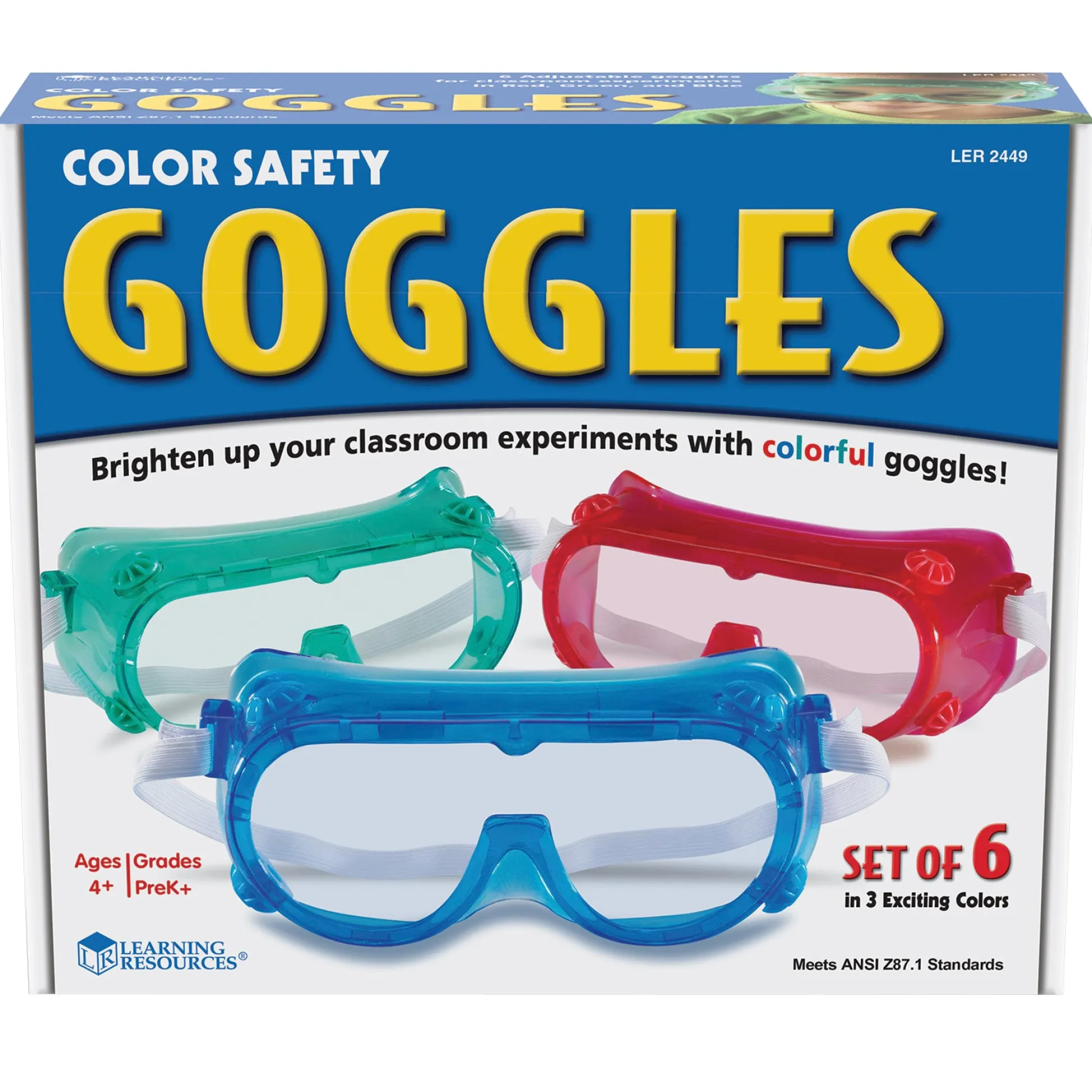 Educators Resource Learning Resources Safety Goggles Set - Vibrant, Adjustable 6-Pack* Science & Discovery