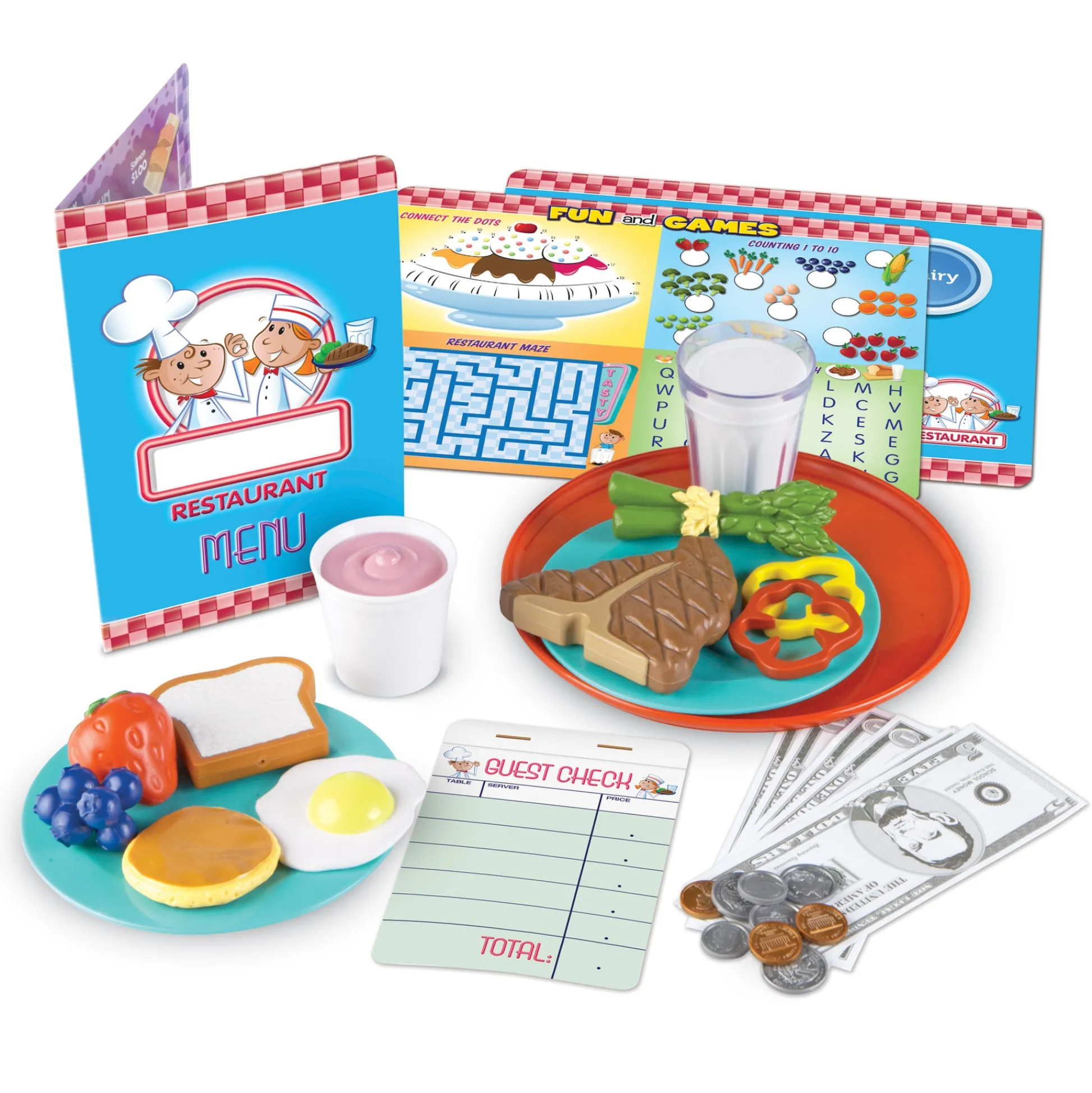 Educators Resource Learning Resources Serve It Up! Play Restaurant - Complete Pretend Playset* Kitchens & Play Food|Social & Emotional Skills