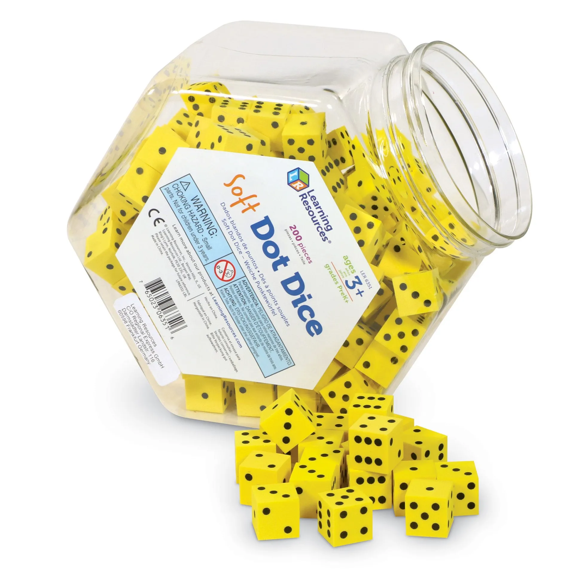 Educators Resource Learning Resources Soft Foam Dot Dice Set - 200 Count - Yellow* Dice, Roll & Write Games