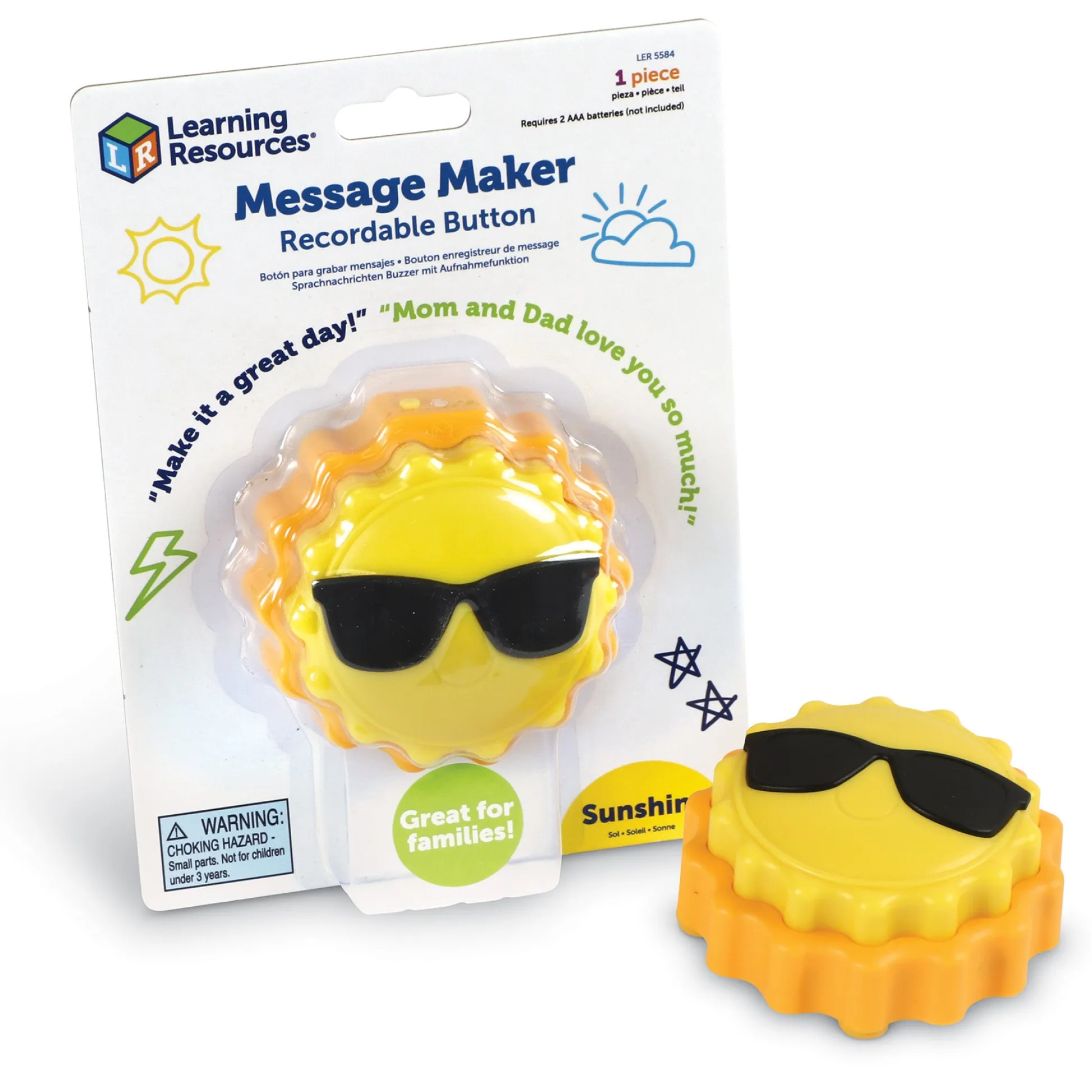 Educators Resource Learning Resources Sun-Shaped Recordable Message Button - Pack of 3* Preschool Education Toys & Activities|Social & Emotional Skills