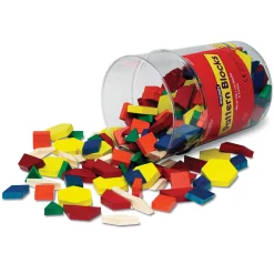 Educators Resource Learning Resources Wooden Pattern Blocks - Colorful Geometric Shapes - 250 Pieces* Wood & Jumbo Blocks