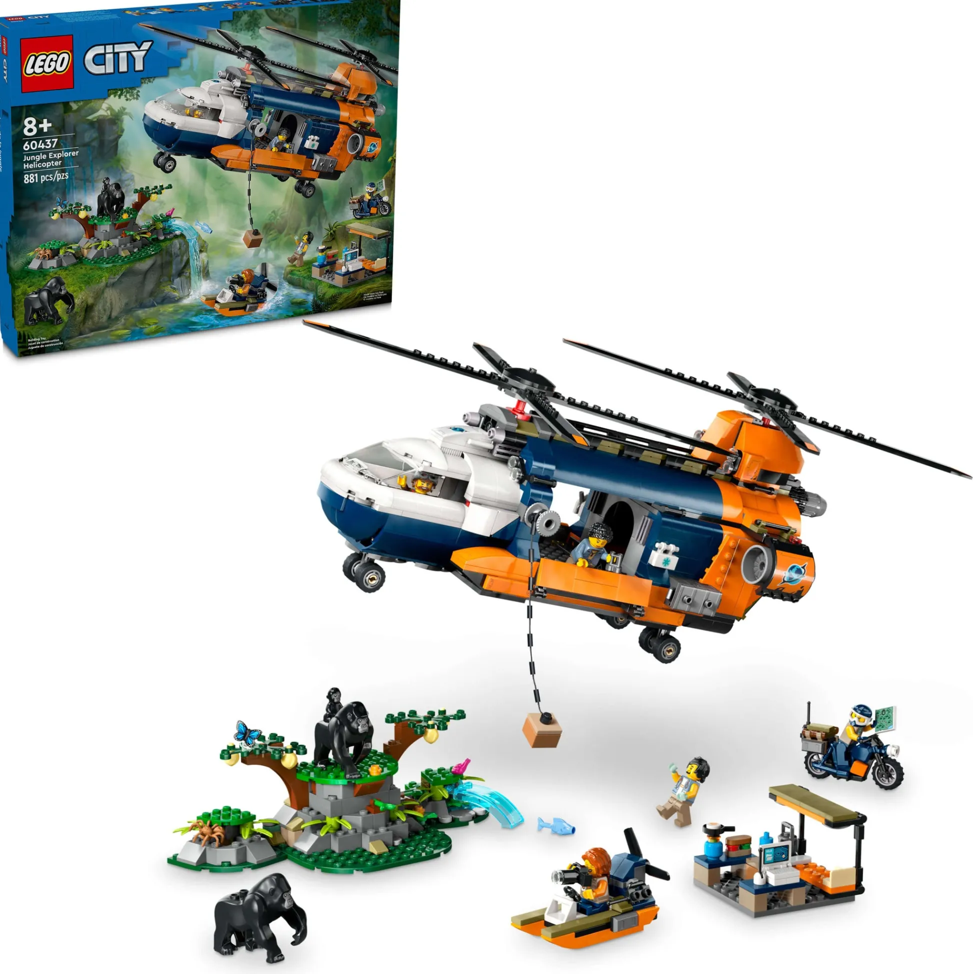 ToyHouse LEGO City Jungle Explorer Helicopter and Base Camp Set 60437 - 881 Pieces* Lego City|Lego Shop