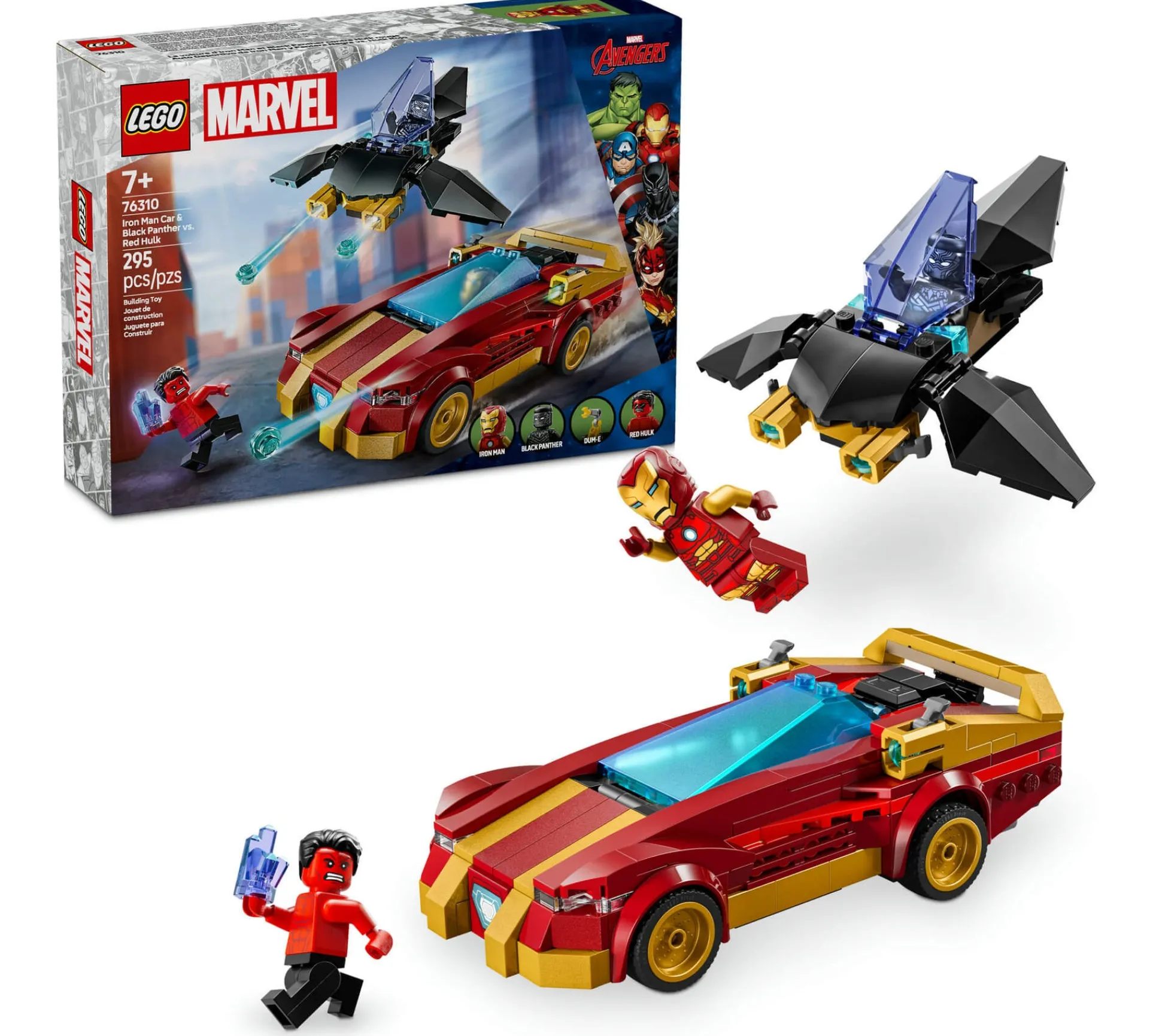 ToyHouse LEGO Marvel Super Heroes Iron Man Car & Black Panther vs. Red Hulk Playset 295 Pieces* Lego Marvel|Lego Shop