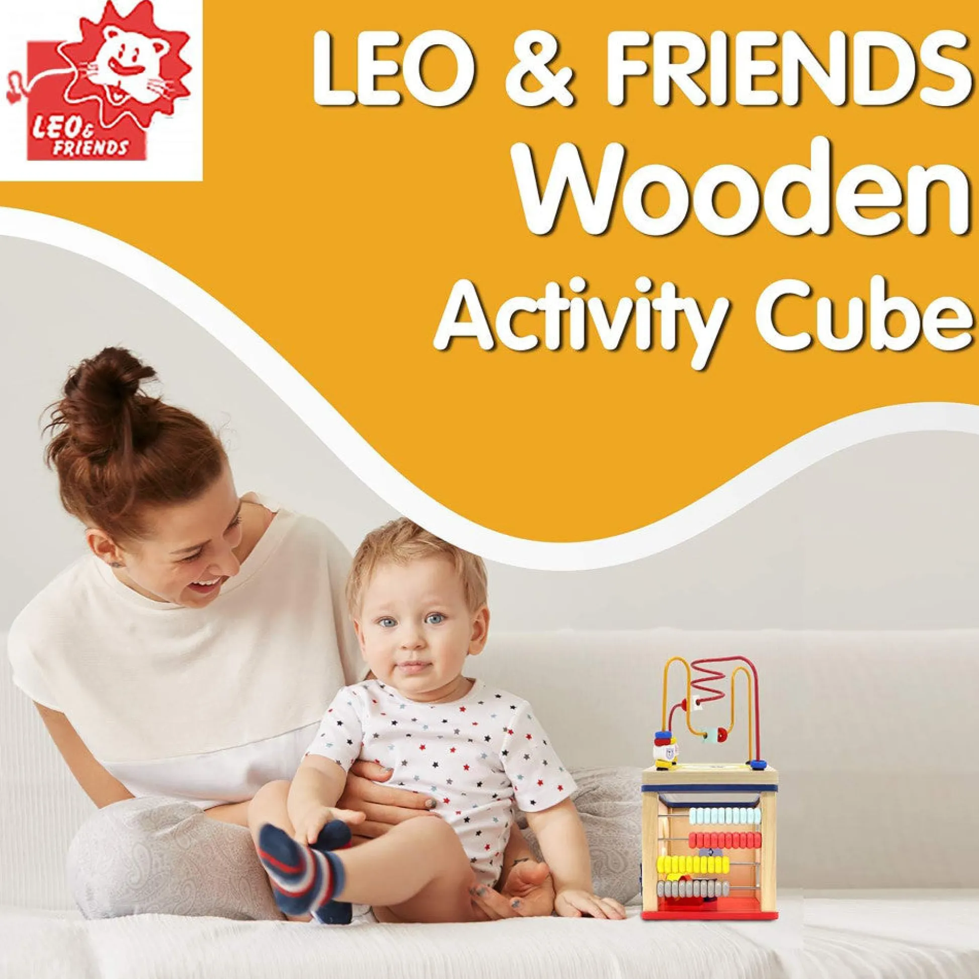 Flat River Group LEO & FRIENDS Alice 5-in-1 Activity Cube - Montessori-Approved Interactive Toy* Preschool Education Toys & Activities