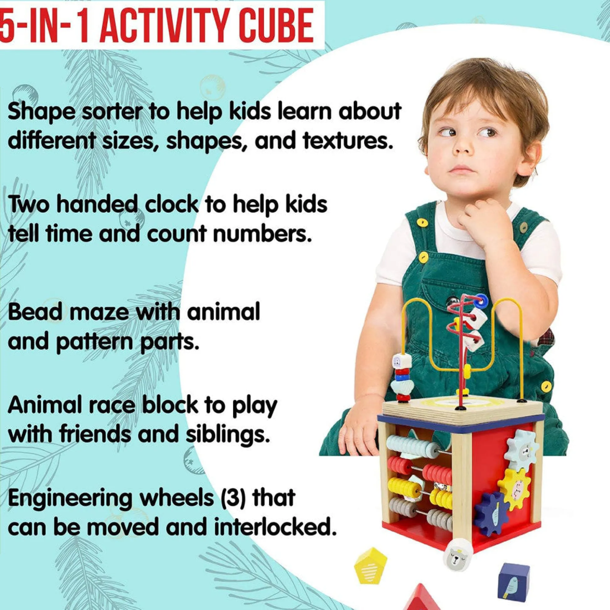 Flat River Group LEO & FRIENDS Alice 5-in-1 Activity Cube - Montessori-Approved Interactive Toy* Preschool Education Toys & Activities
