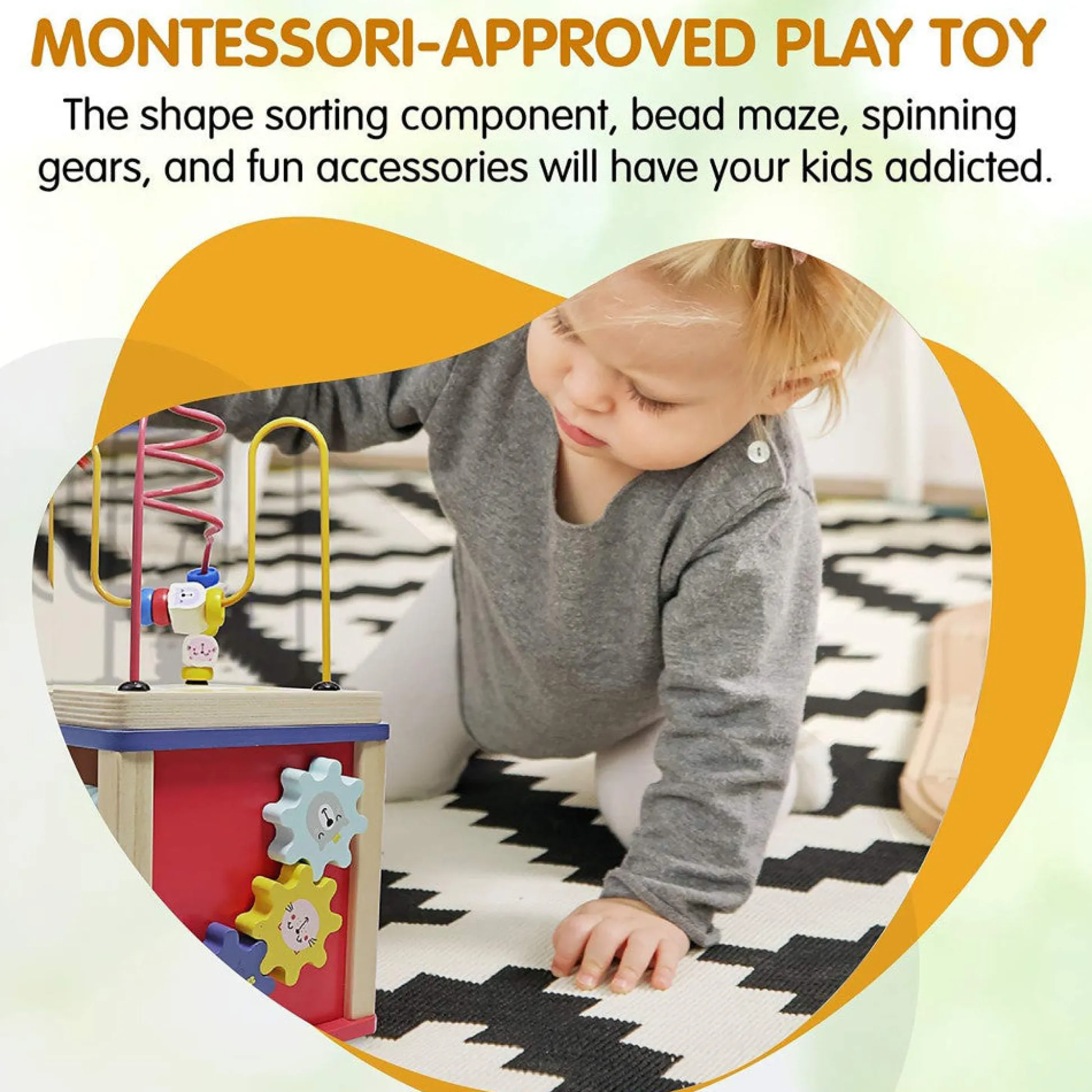 Flat River Group LEO & FRIENDS Alice 5-in-1 Activity Cube - Montessori-Approved Interactive Toy* Preschool Education Toys & Activities
