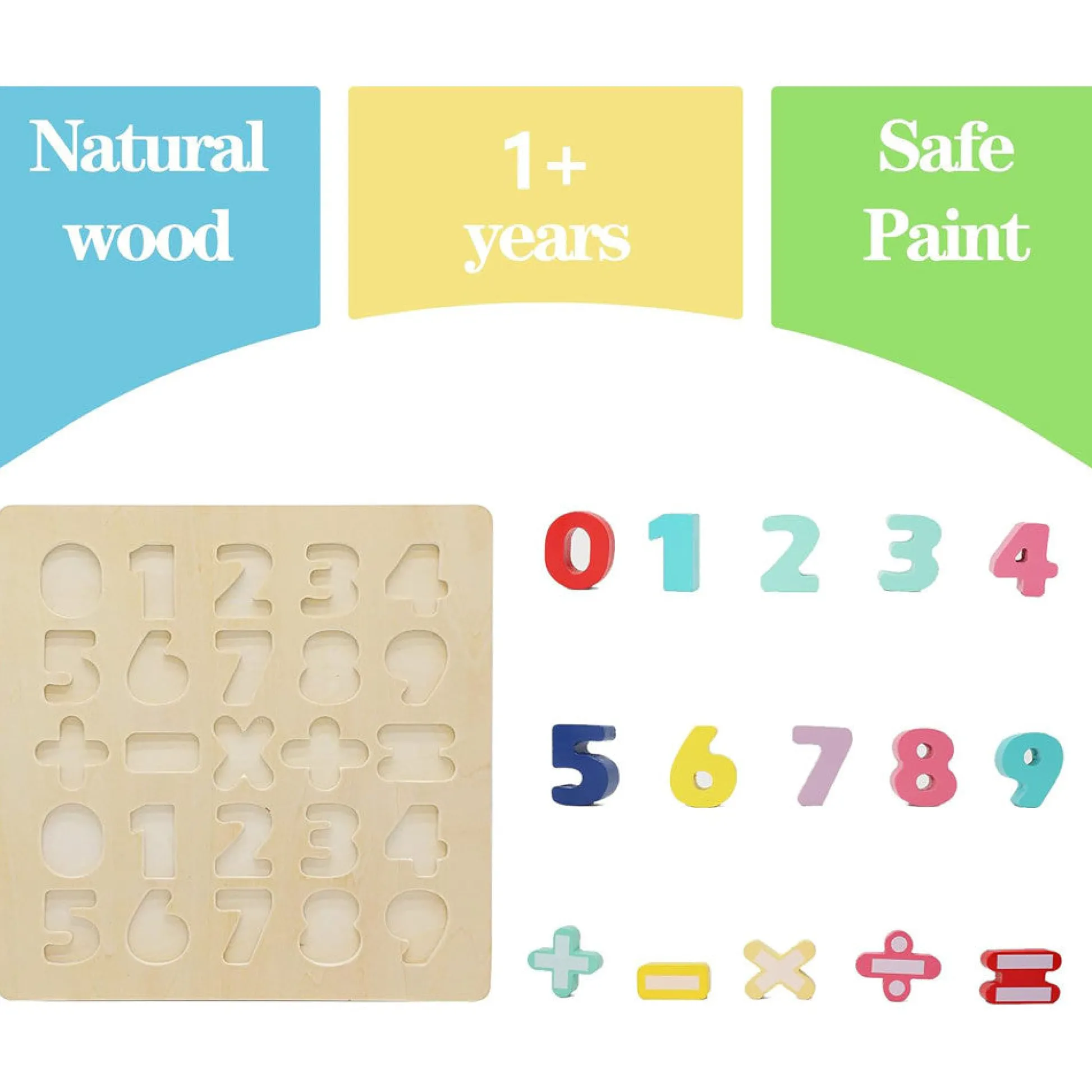 Flat River Group LEO & FRIENDS Colorful Wooden Chunky Number Math Puzzle - 26 Pieces, Learning Toy* Math Toys|Math, Counting & Time
