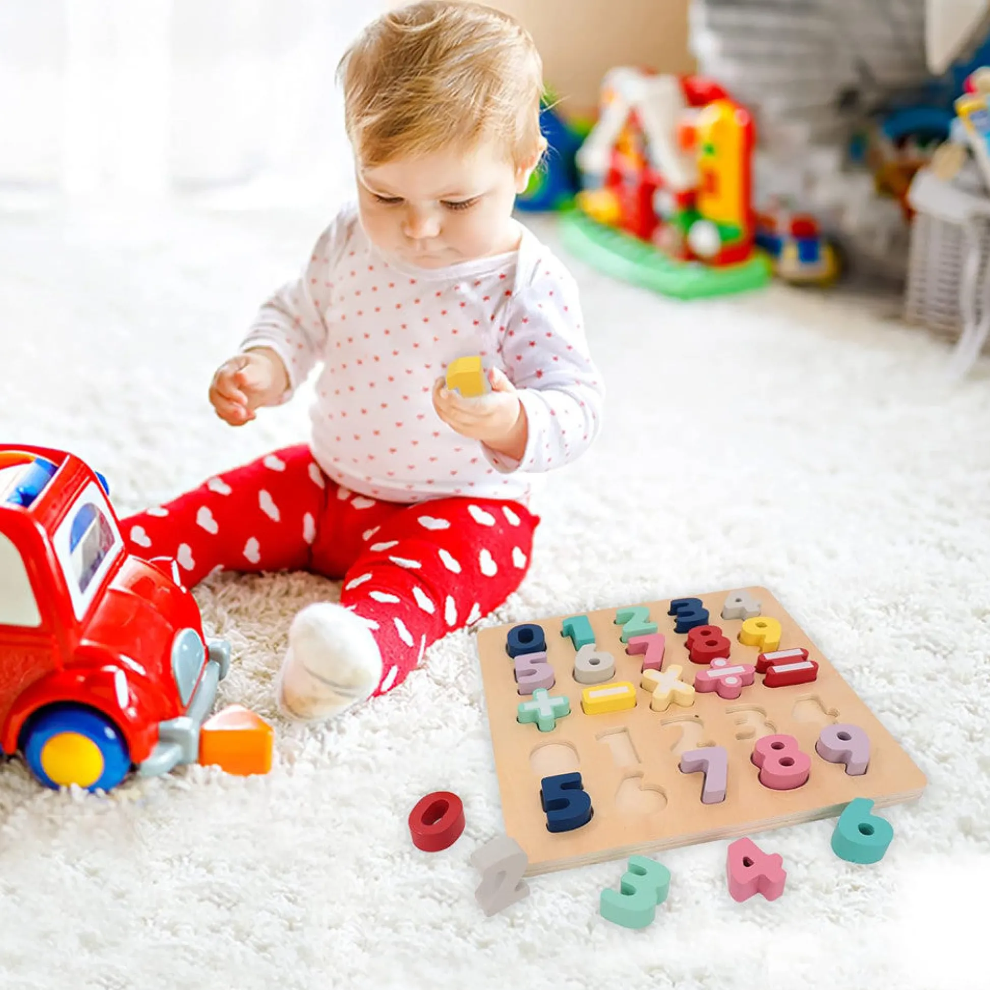 Flat River Group LEO & FRIENDS Colorful Wooden Chunky Number Math Puzzle - 26 Pieces, Learning Toy* Math Toys|Math, Counting & Time