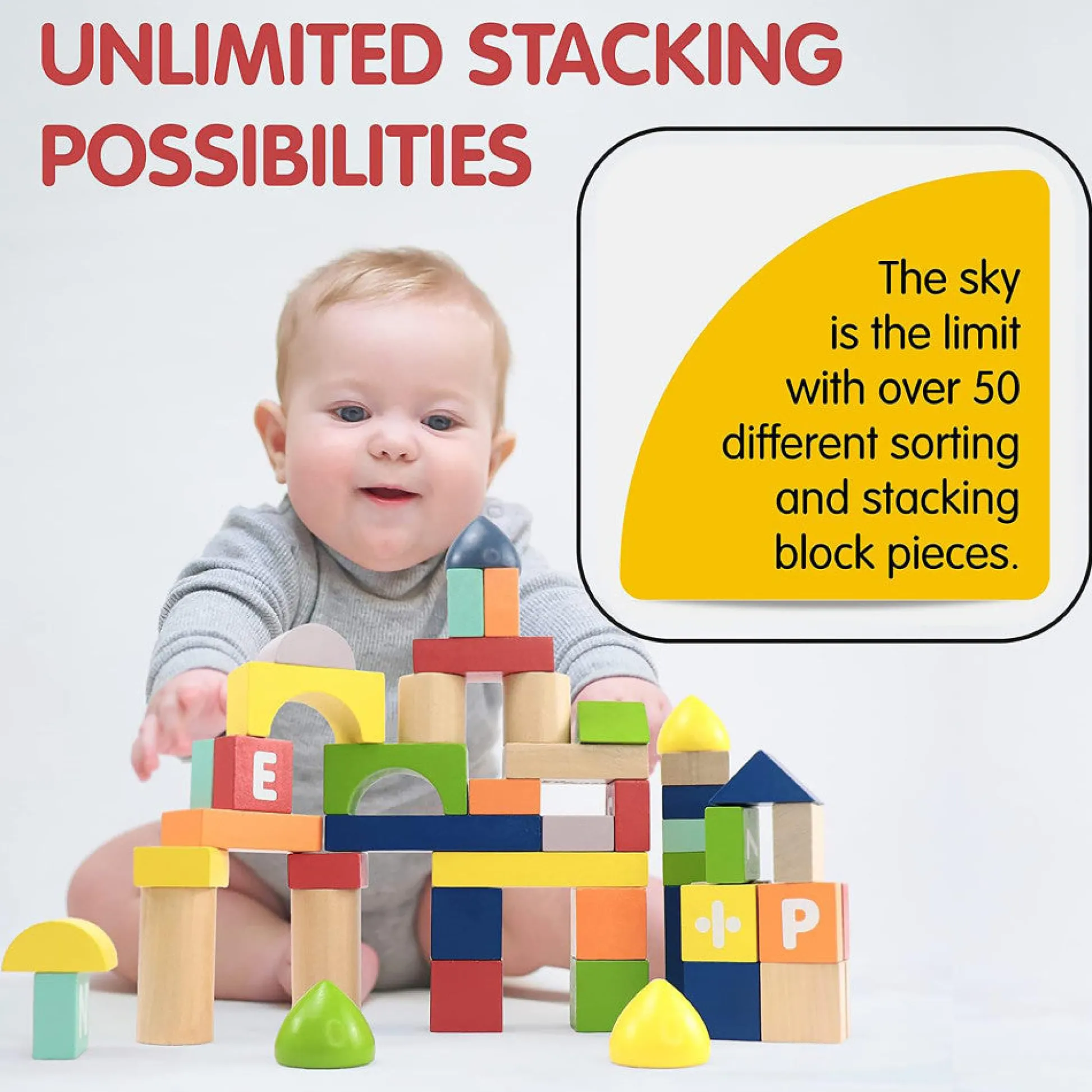 Flat River Group LEO & FRIENDS Count & Spell Building Block Set - 50 Colorful Wooden Pieces* Wood & Jumbo Blocks