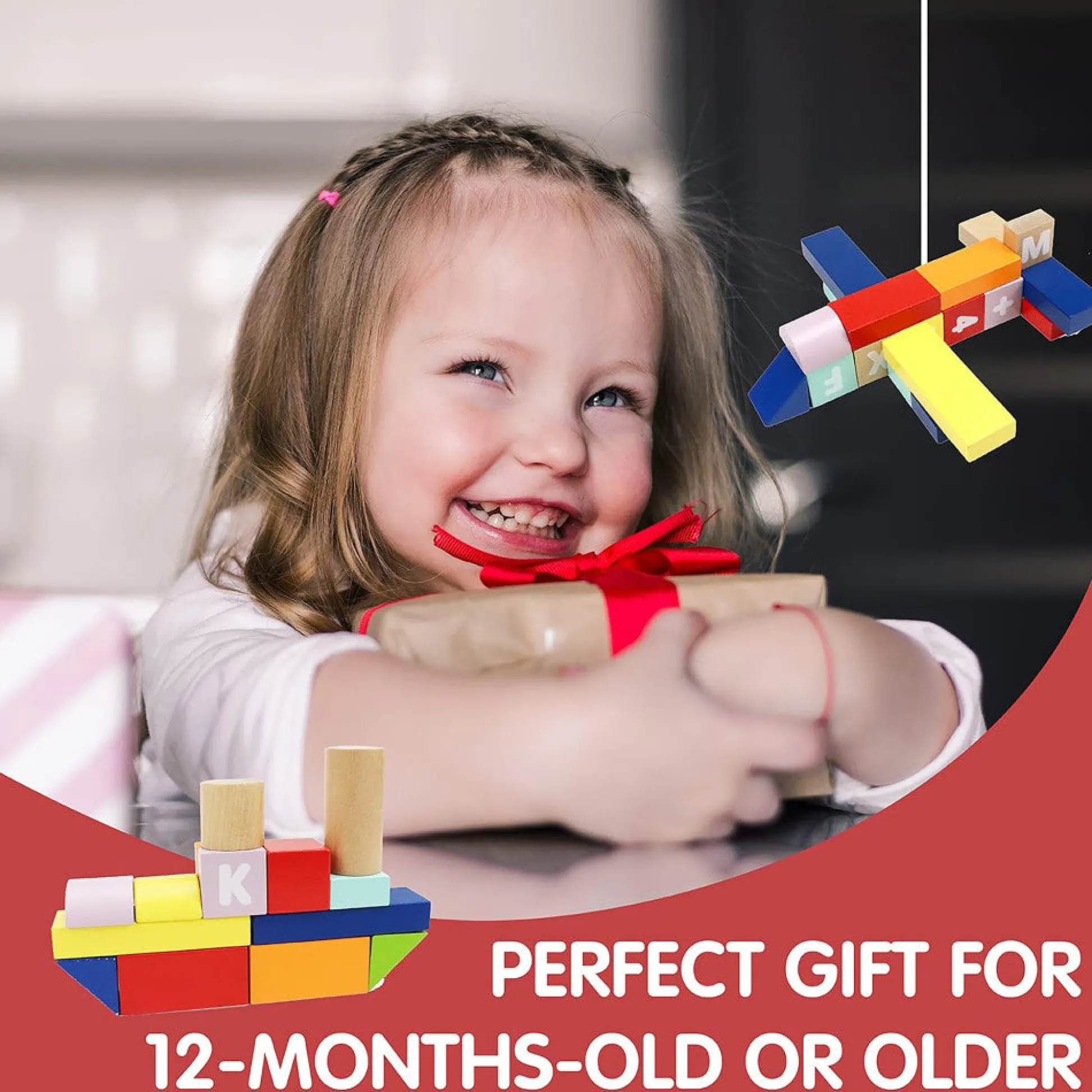 Flat River Group LEO & FRIENDS Count & Spell Building Block Set - 50 Colorful Wooden Pieces* Wood & Jumbo Blocks