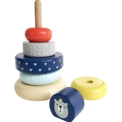Flat River Group LEO & FRIENDS Montessori-Approved Wooden Stacking Rings - Benny The Bear* Blocks, Sorting & Stacking Toys