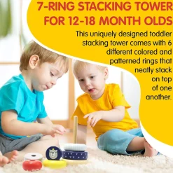 Flat River Group LEO & FRIENDS Montessori-Approved Wooden Stacking Rings - Benny The Bear* Blocks, Sorting & Stacking Toys