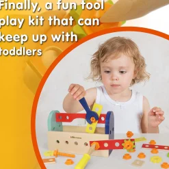 Flat River Group LEO & FRIENDS 28-Piece Wooden Tool Box Playset* Tools & Workshops|Dress Up