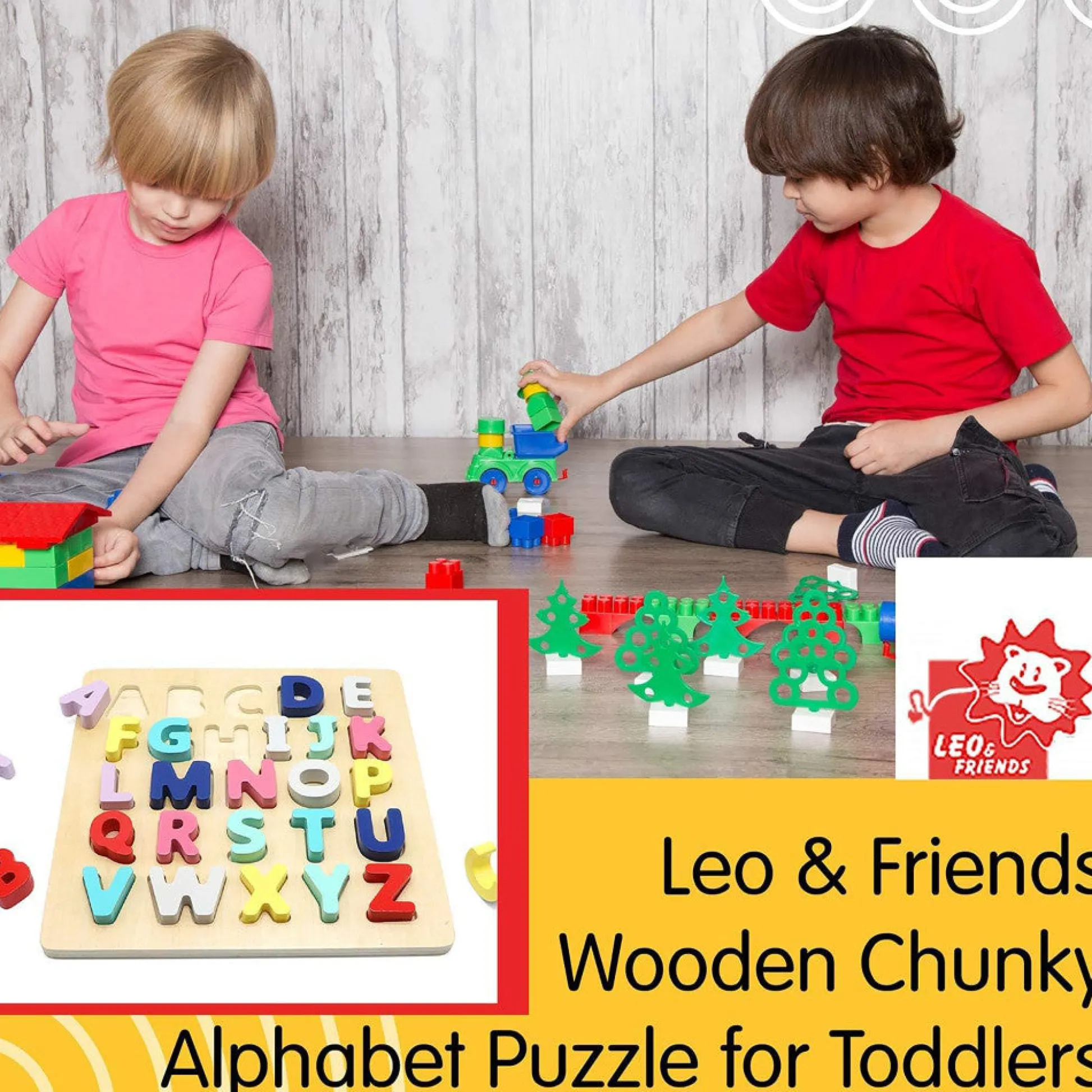 Flat River Group LEO & FRIENDS Wooden Chunky Alphabet Puzzle - 27 Piece Set* Preschool Education Toys & Activities|Puzzles