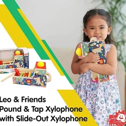 Flat River Group LEO & FRIENDS Wooden Musical Pound & Tap Bench with Xylophone* Preschool Education Toys & Activities