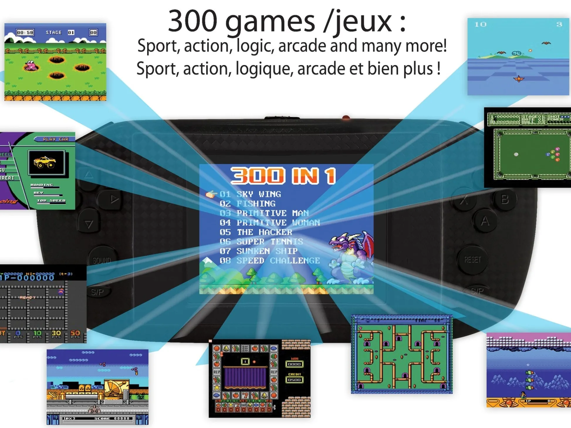 Lexibook Compact Handheld Power Arcade Console, 300 Games, Black* Electronics