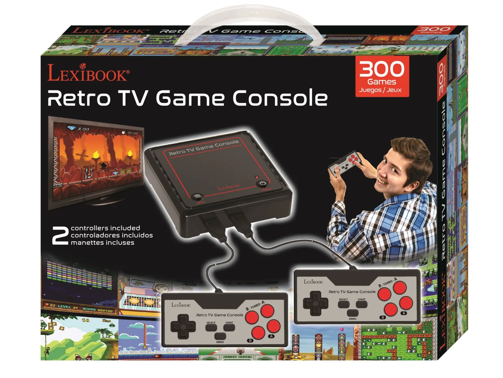Lexibook Retro TV Game Console with 300 Built-in Games and Dual Controllers* Electronics|Video Game Accessories
